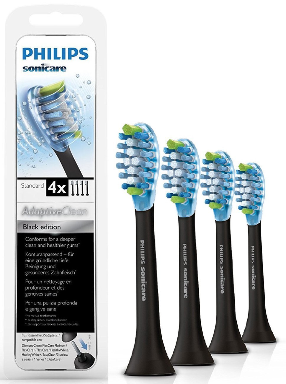 Philips Sonicare Adaptive Clean Standard Sonic Toothbrush Heads, Pack of 4