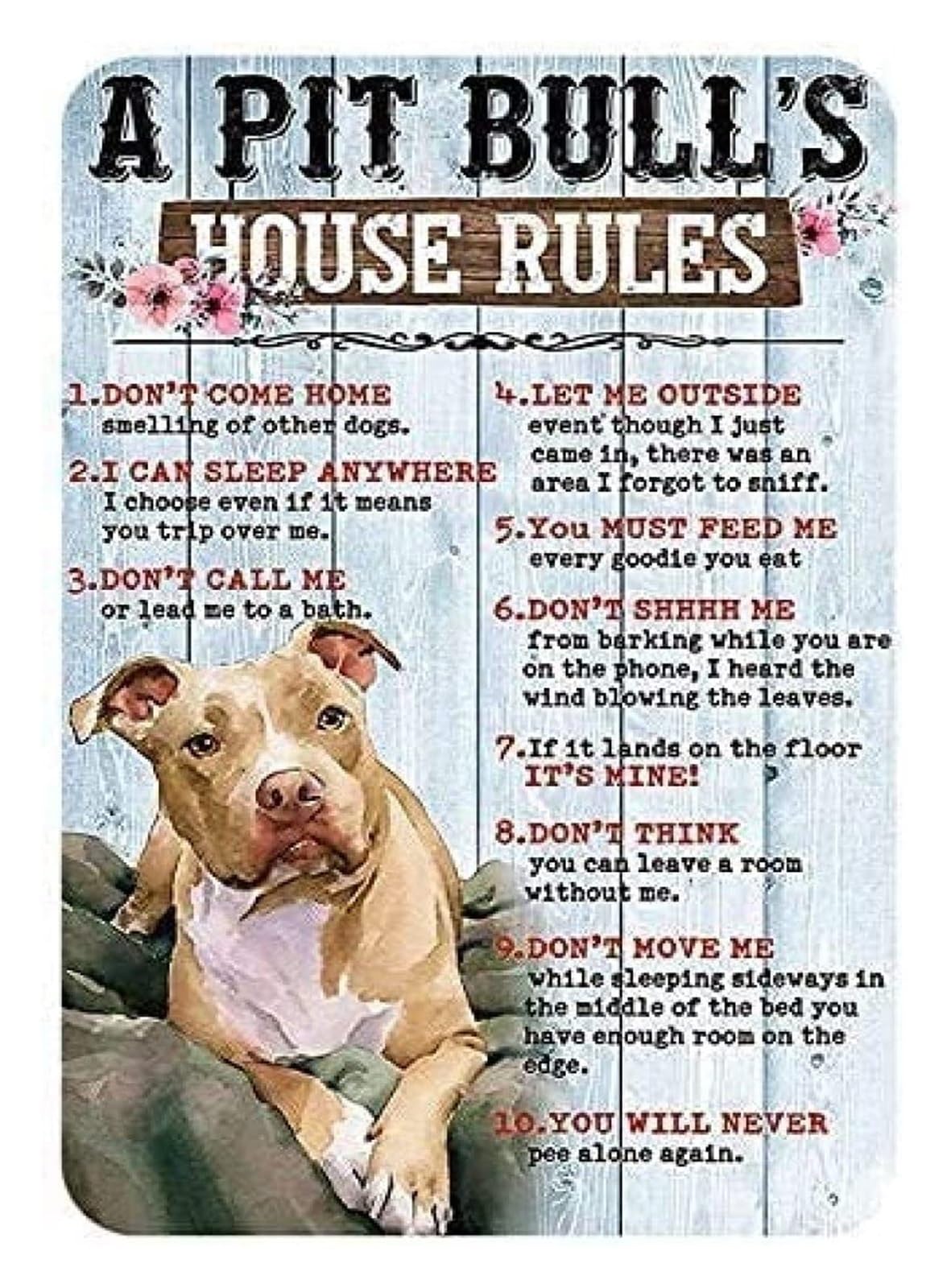 IDGTTLDF Man Cave Dog Rules Metal Tin Sign Vintage Humorous Sign for Pet Owner Home and Office Decor 8 X 12 inch