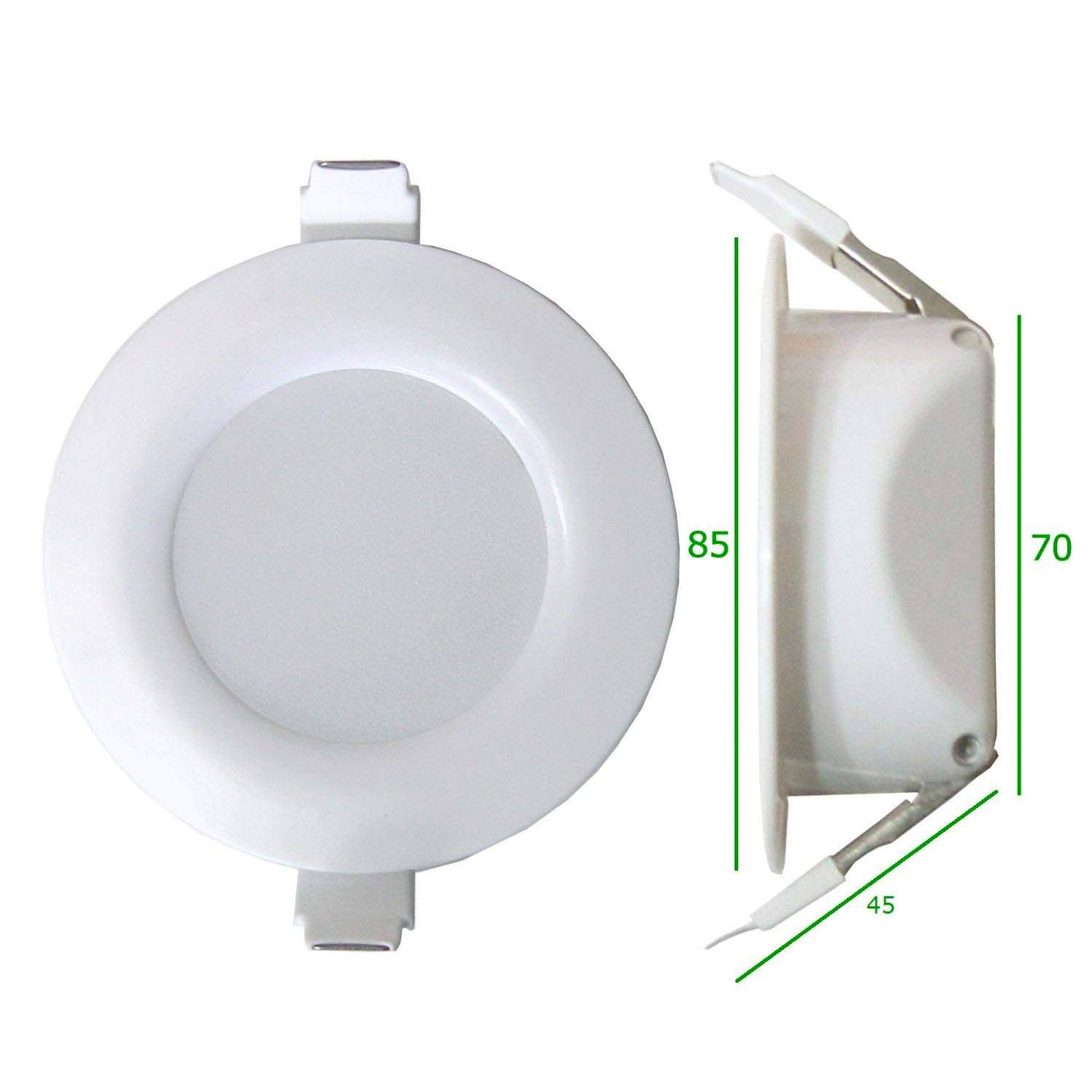 Juego de 10 focos LED empotrables superplanos, 6 W, luz blanca fría, regulable, 230 V, también adecuado para baño, exteriores, IP44 – 450 lúmenes, blanco, redondo, de plástico y transformador