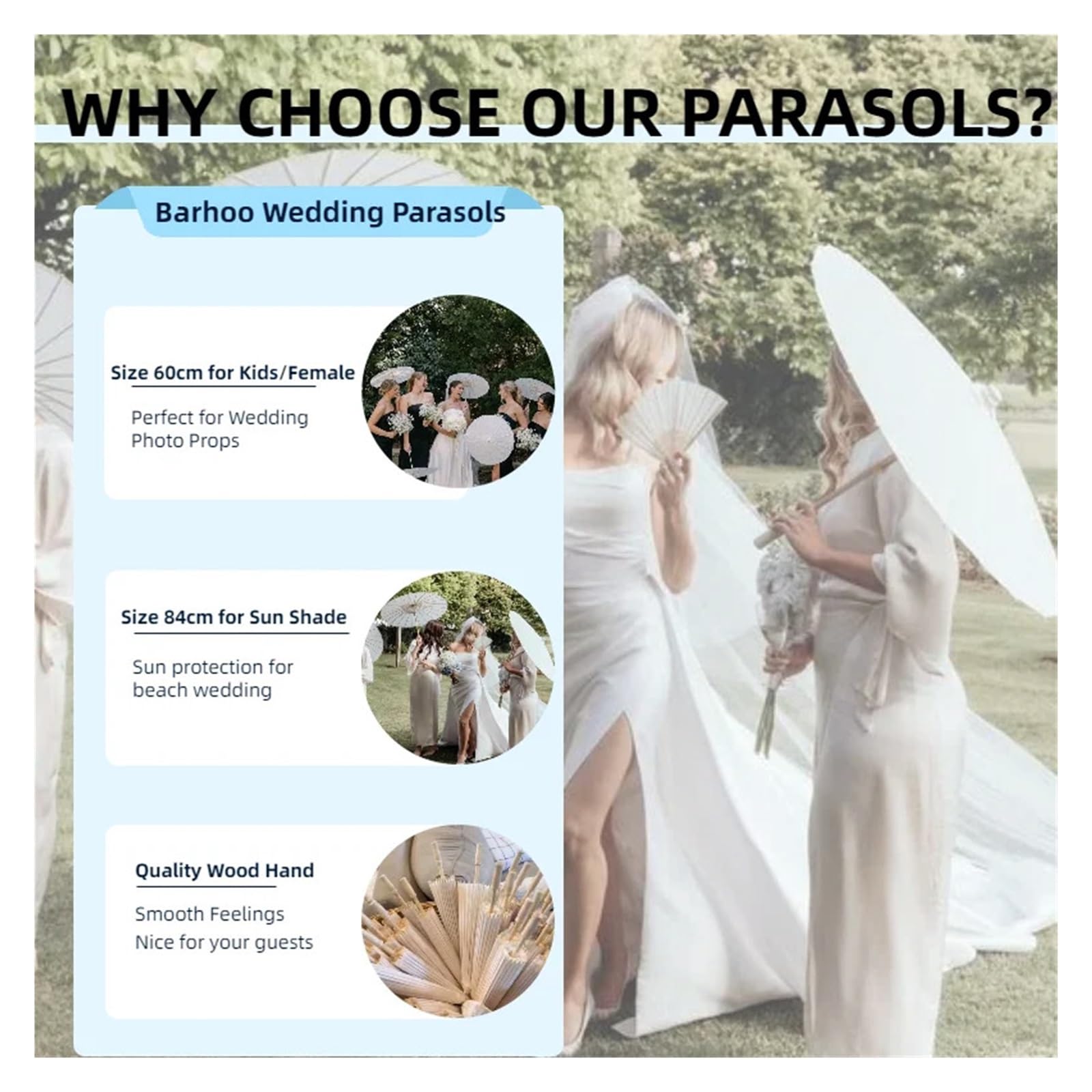 Paraguas De Papels para Boda White Paper Parasol For Wedding