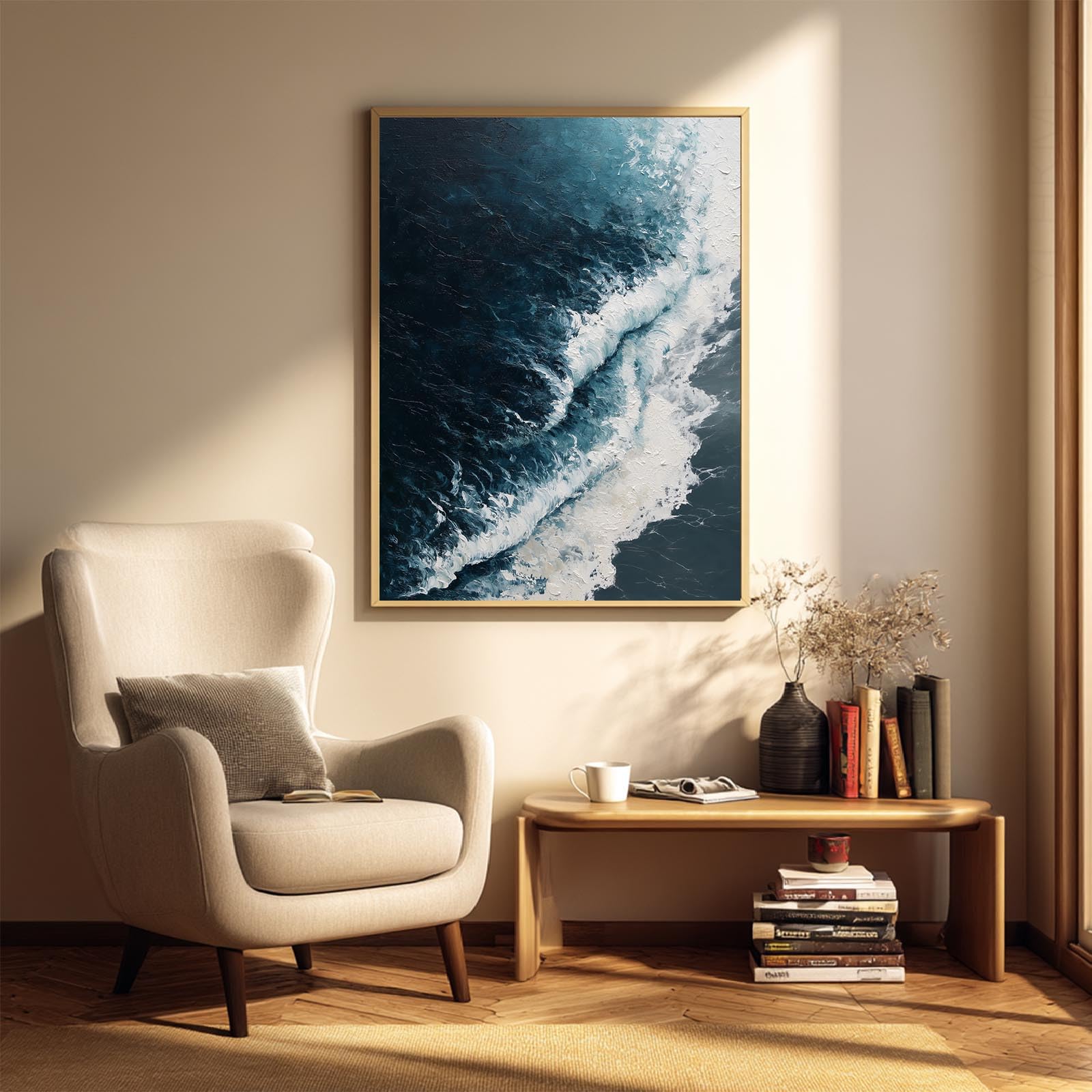 YLHKME Bilder Auf Leinwand, Abstrakte Schwarz Weiße Wellen Leinwandbilder Kunstdruck Wandbilder Für Wohnzimmer Schlafzimmer Wohnkultur Deko (80X120CM,Ohne Rahmen)