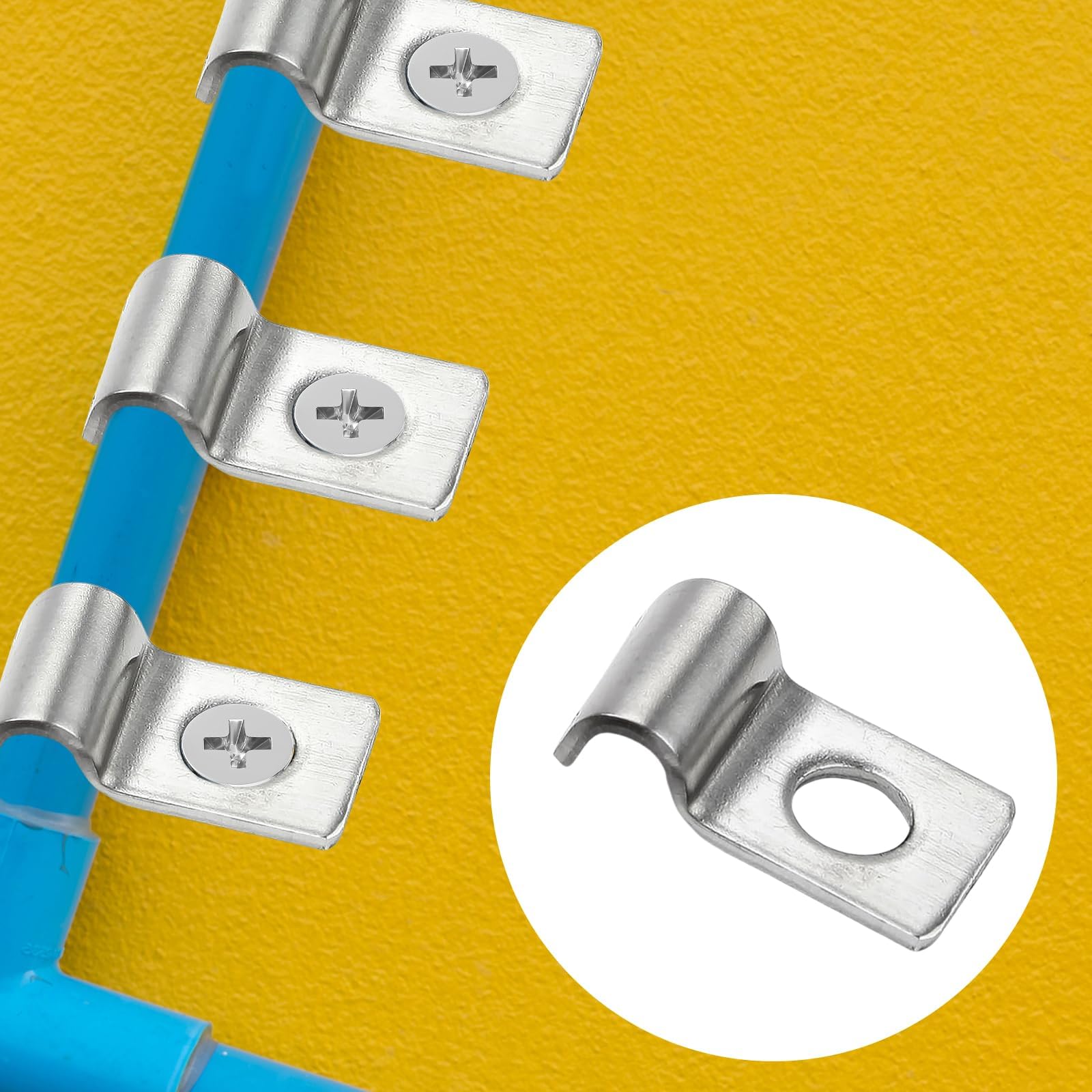 50 Pièces Fixation Grillage Rigide Mur Cavalier Cable Electrique Tube Attache 304 Acier Inoxydable U Tube Pince 4mm