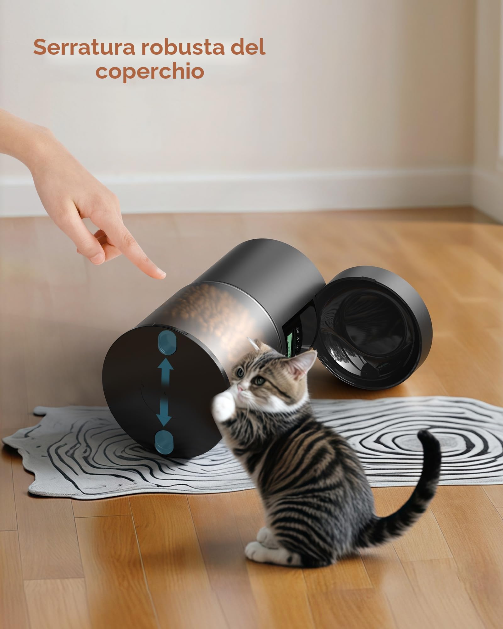 Distributore Automatico Cibo Gatti: Dispenser Crocchette Gatto con 10S Registrazione - Dosatore Crocchette per Cani con Orari di Mangiatoia Personalizzati 1-6 Pasti al Giorno Timer Programmabile