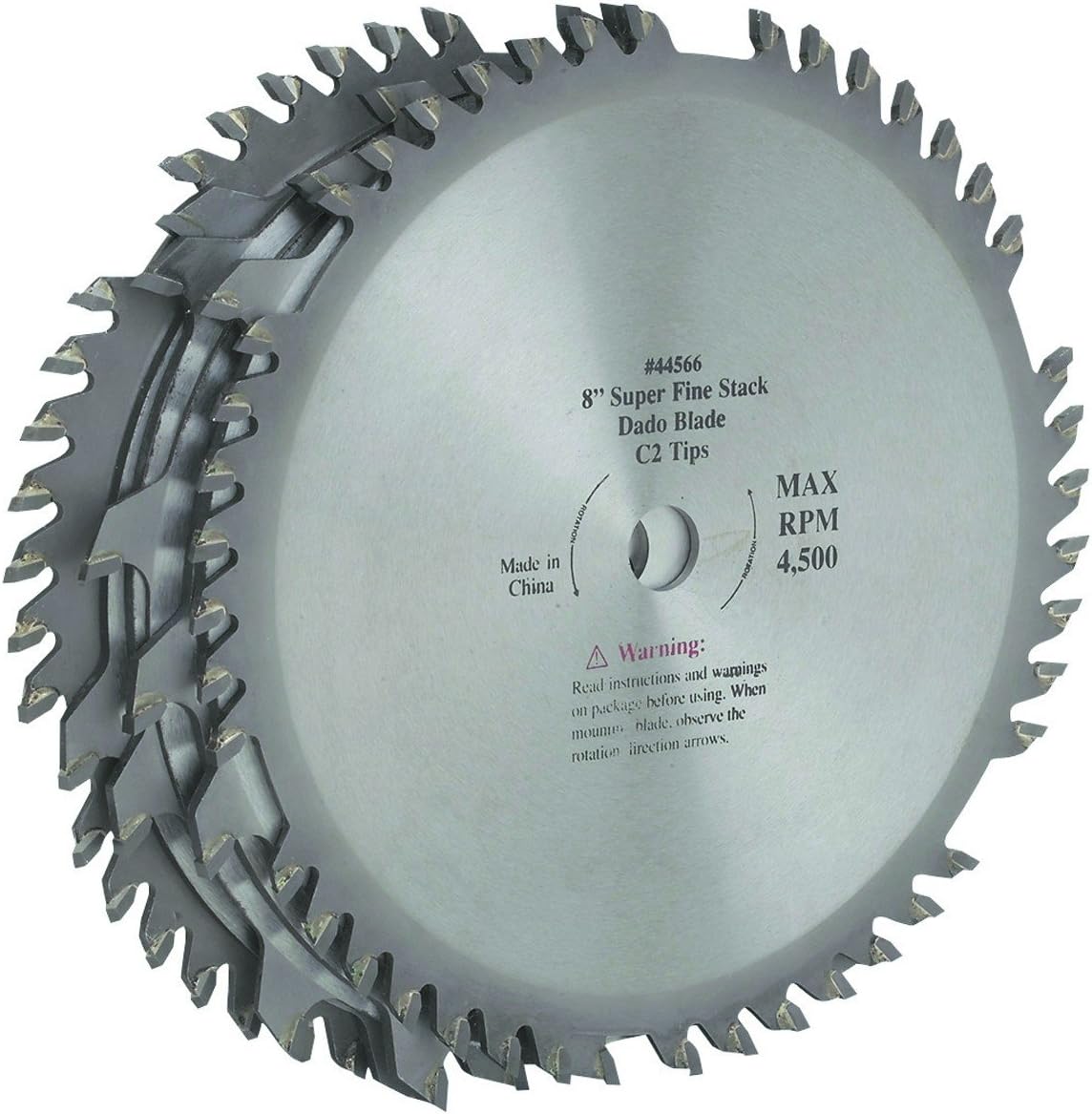 8 inch C2 Tungsten Carbide Tipped Dado Blade Two 42 tooth outside blades 5/8" Arbor
