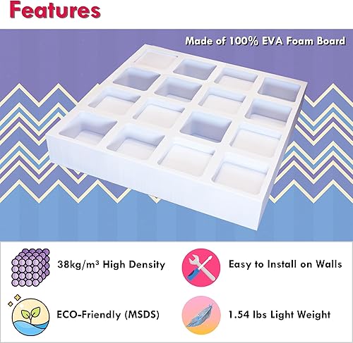 Miniatura 3 de 4 difusores acústicos de EVA de 12 x 12 x 2 pulgadas (total 24 x 24 x 2 pulgadas), paneles difusores de sonido estilo gofre para estudio en casa y