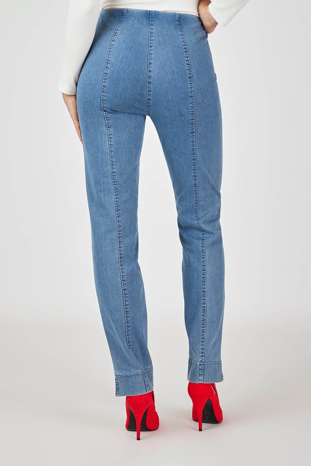 Robell Marie Damenjeans mit geradem Bein, hohe Taille, Denim Power Stretch