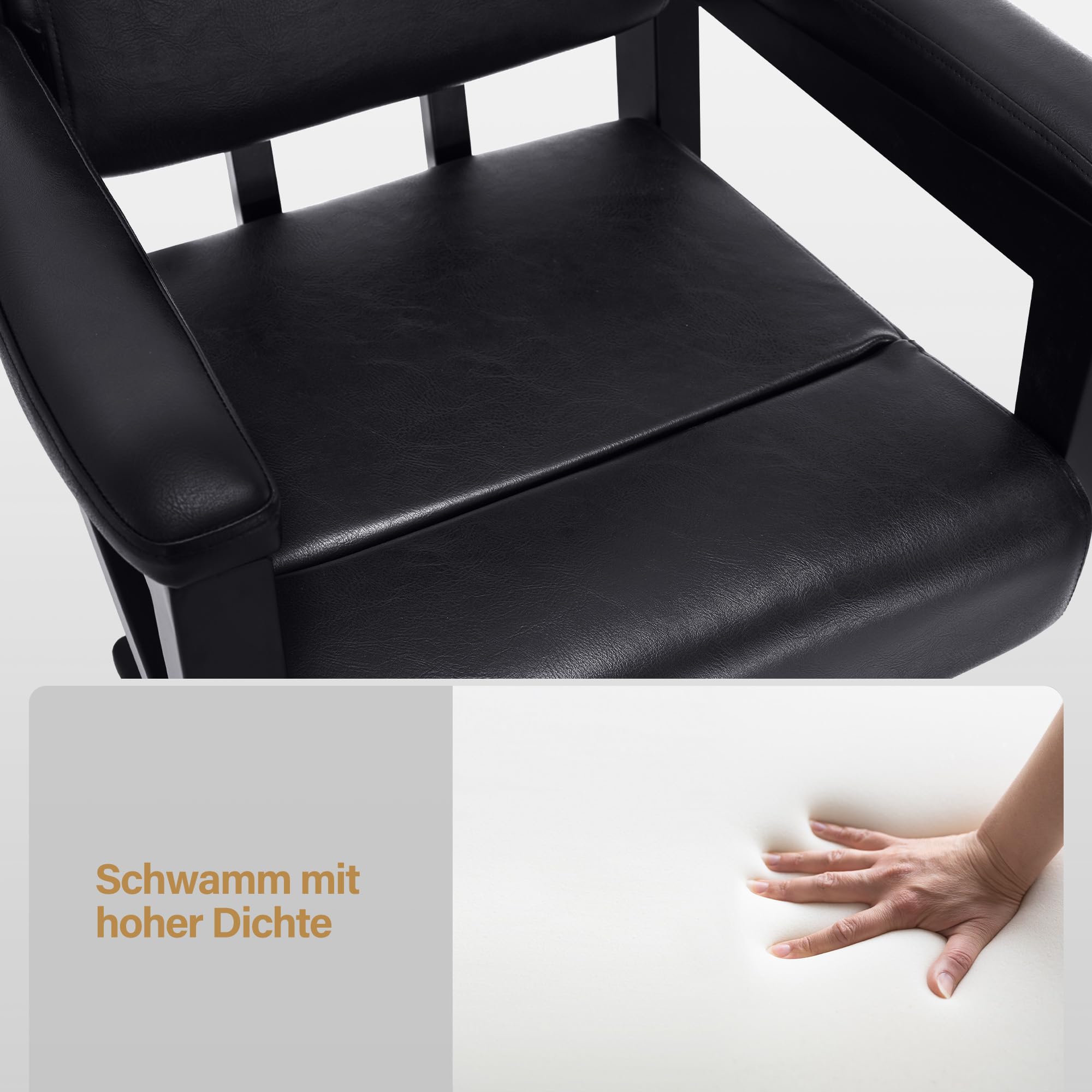 Barberpub Friseurstuhl mit Hydraulikpumpe 360° Drehbar, Friseureinrichtung Barber Stuhl Höhenverstellbar, Friseursessel PVC Kunstleder, 2058 (Schwarz)