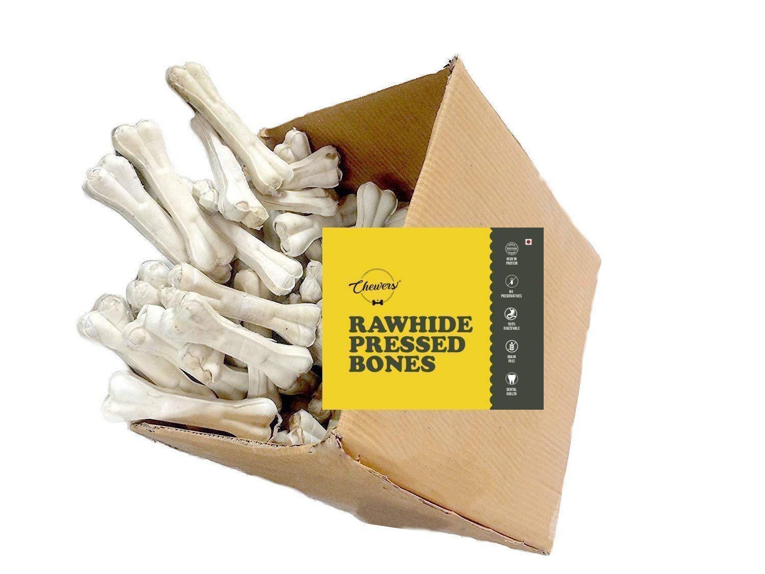 Chewers Rawhide Pressed Dog Bone Treat, Super Saver Value Pack, 2 kg (6-inch) (B07WFQD2M5) Amazon Price History, Amazon Price Tracker