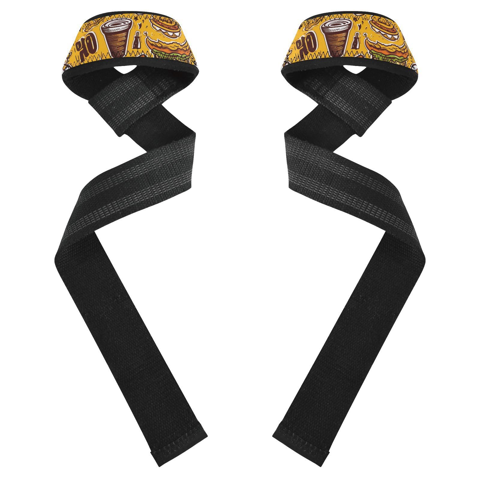 Nander Hamburg Hot Dog Wrist Straps for Weightlifting,Lifting Straps with Neoprene Cushioned Wrist Padded and Anti-Skid Silicone for Strength Training,Bodybuilding,Deadlifting