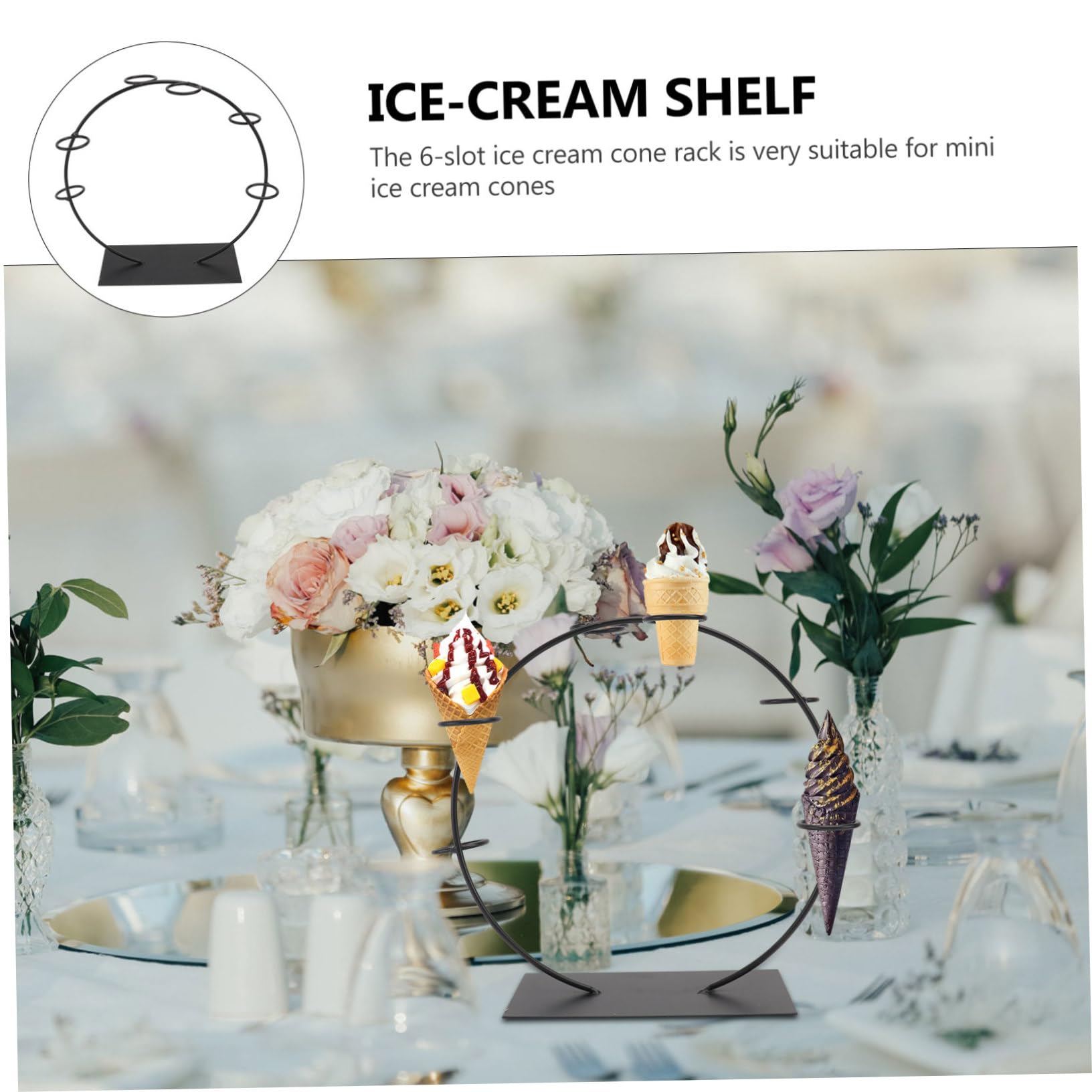 SHOWERORO 1pezzi Espositore Per Coni Elegante Con Base Piatta Supporto Per Dessert Da Matrimonio Slot Per Coni Design Unico e Stabile Per Eventi e Feste