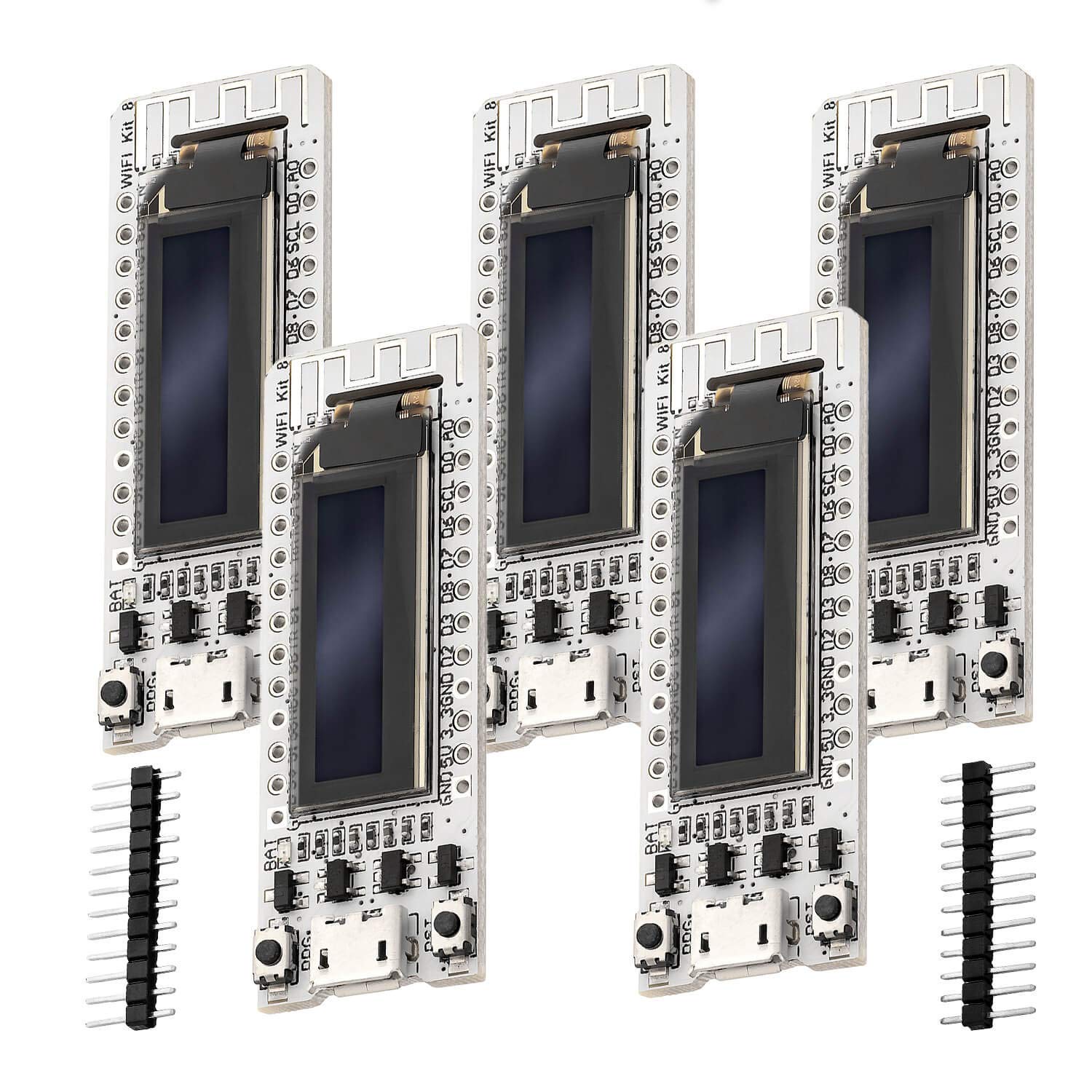 AZDelivery 5 x NodeMCU ESP8266 ESP-12F Heltec WIFI Amica Modulo V2 con CP2104 con 0,91 Display OLED compatibile con Arduino incluso un E-Book!