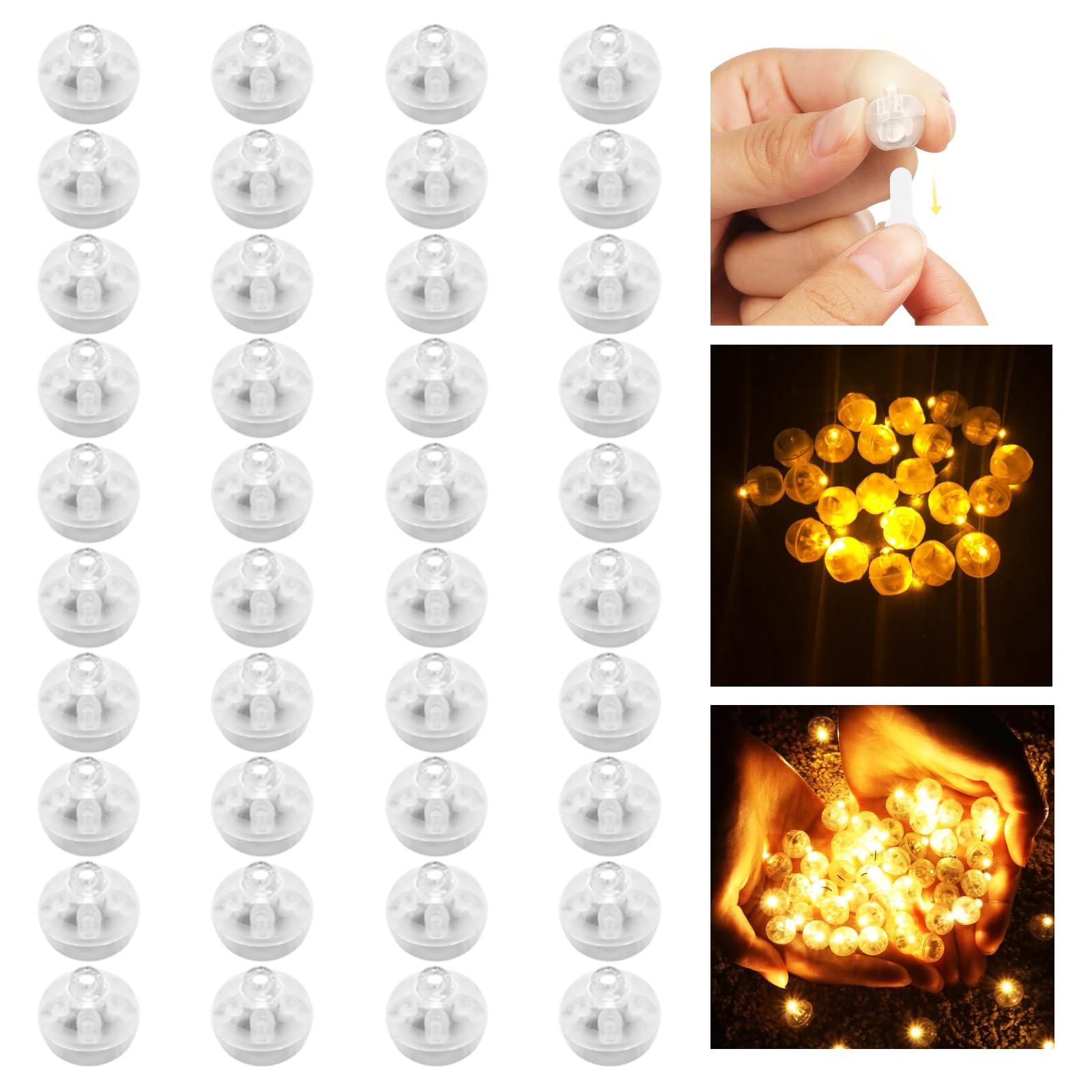 VOANZO 50 luces LED de globo redondas mini LED luz blanca cálida globos se iluminan para linterna de papel globo apto para fiesta Halloween boda