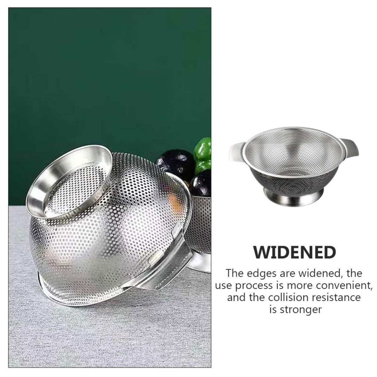 Colador de Arroz de Acero Inoxidable Malla Fina 22,5 Cm, Cesta Multifuncional para Escurrir Verduras y Frutas, Filtro de Drenaje para Cocina Resistente y Compacto