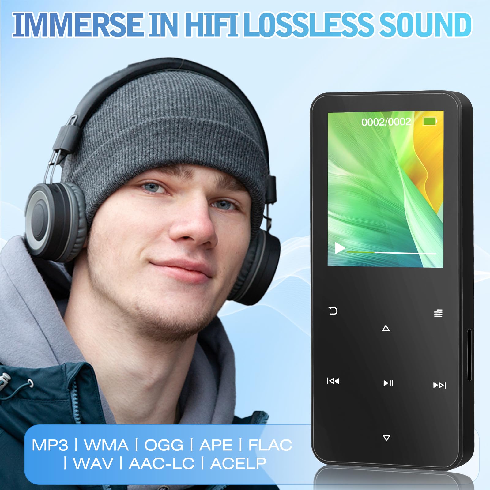 MP3 Player 32GB, MP3-MP4-Player mit Bluetooth 5.2, M15 Musik-Player mit Lautsprecher, FM-Radio, Video, Sprachaufzeichnung, E-Book, für Sport