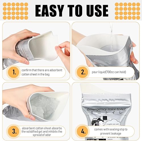Miniatura 5 de Nuogo 50 bolsas desechables para orinario portátiles, bolsas de orina para acampar, unisex, para mujer, para viajes, campamento, senderismo, para