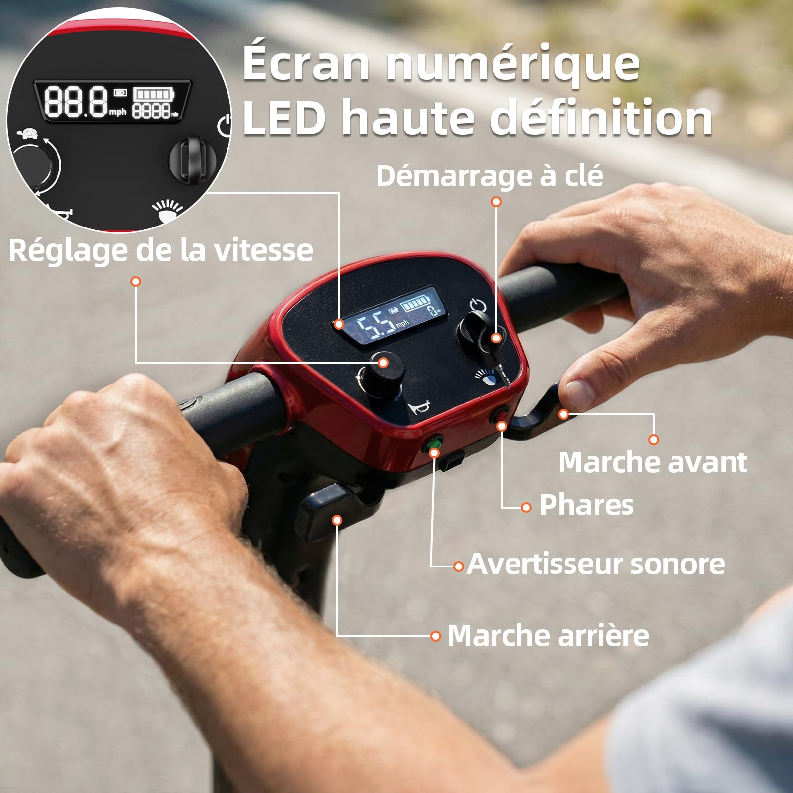 TODIMART X11 Scooter de Mobilité à 4 Roues, Autonomie de 30 km, Scooter Pliant Léger pour Adultes, Avec Antivol et Clé, Panneau de Commande Facile à Utiliser Charge Maximale 130KG