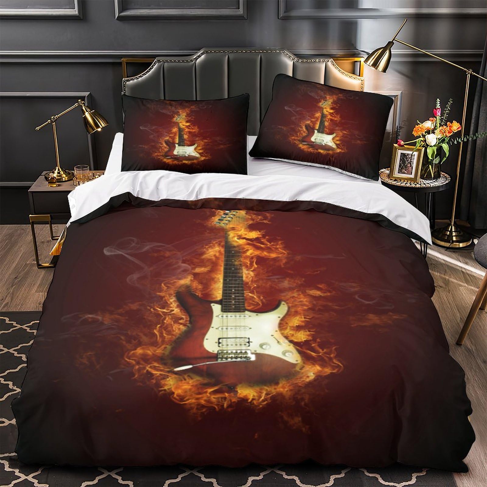 Housse de couette guitare électrique cadeau idéal parure musique rock