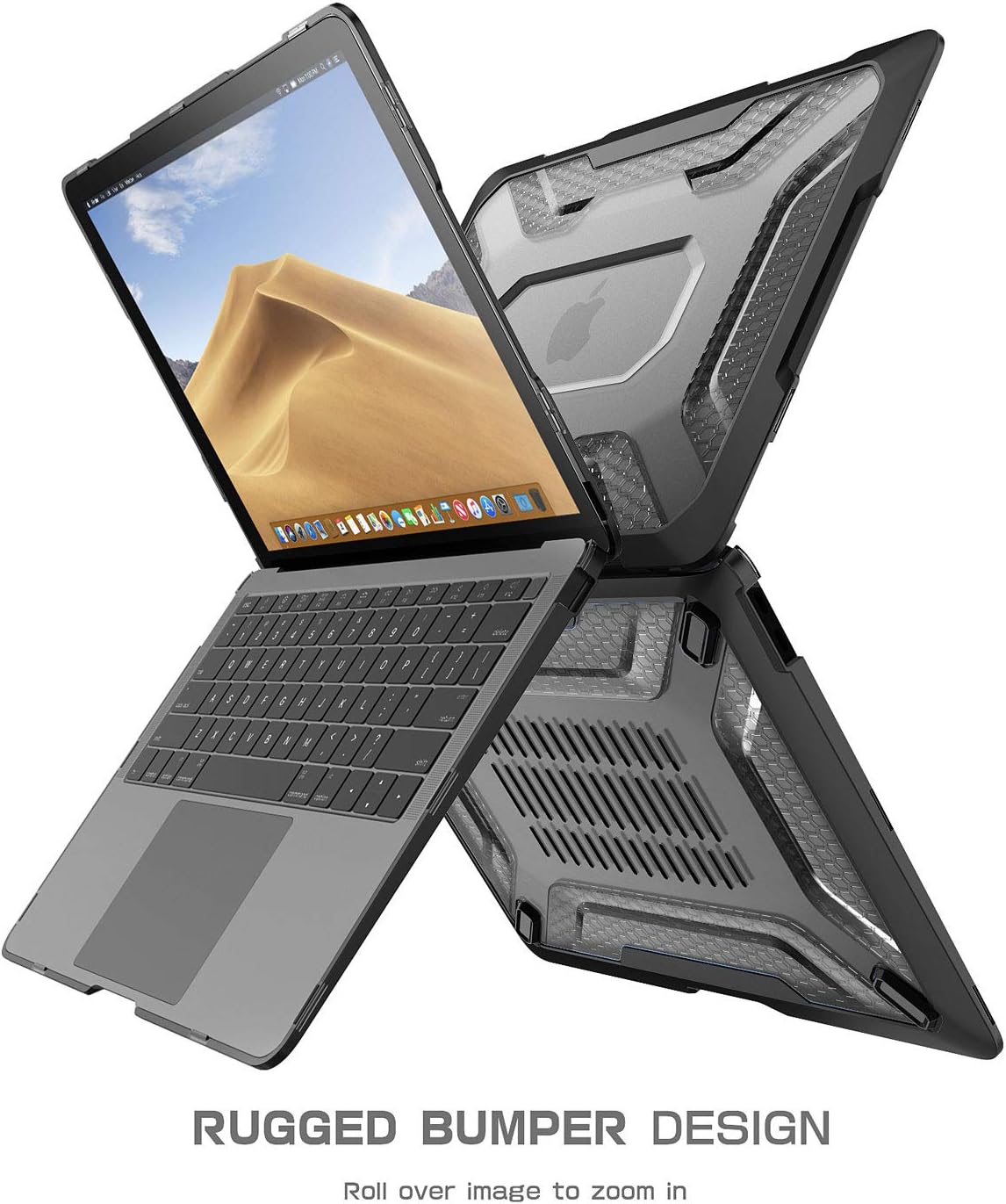 SUPCASE [Unicorn Beetle Series] Designed for MacBook Air 13 inch 2020/2018 Release (A2179 / A1932,Not for M1 Version), Slim Rubberized TPU Bumper Cover with Touch Bar and Touch ID (Black)