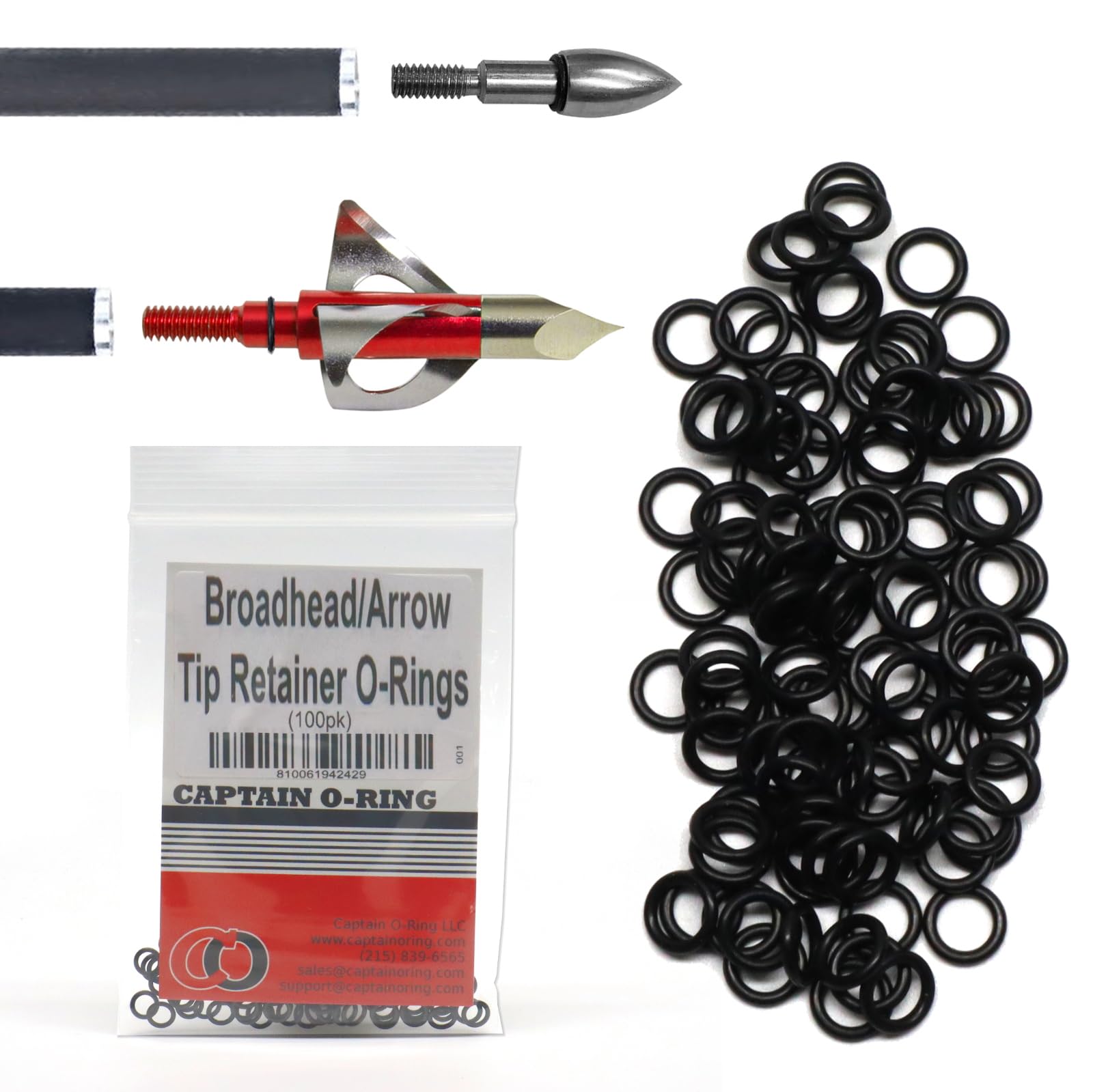 O-Ring Retainer 1/4 Inch Washers for Archery Arrow Broadhead Tips (100 Pack) – Prevents Heads Points Loosening