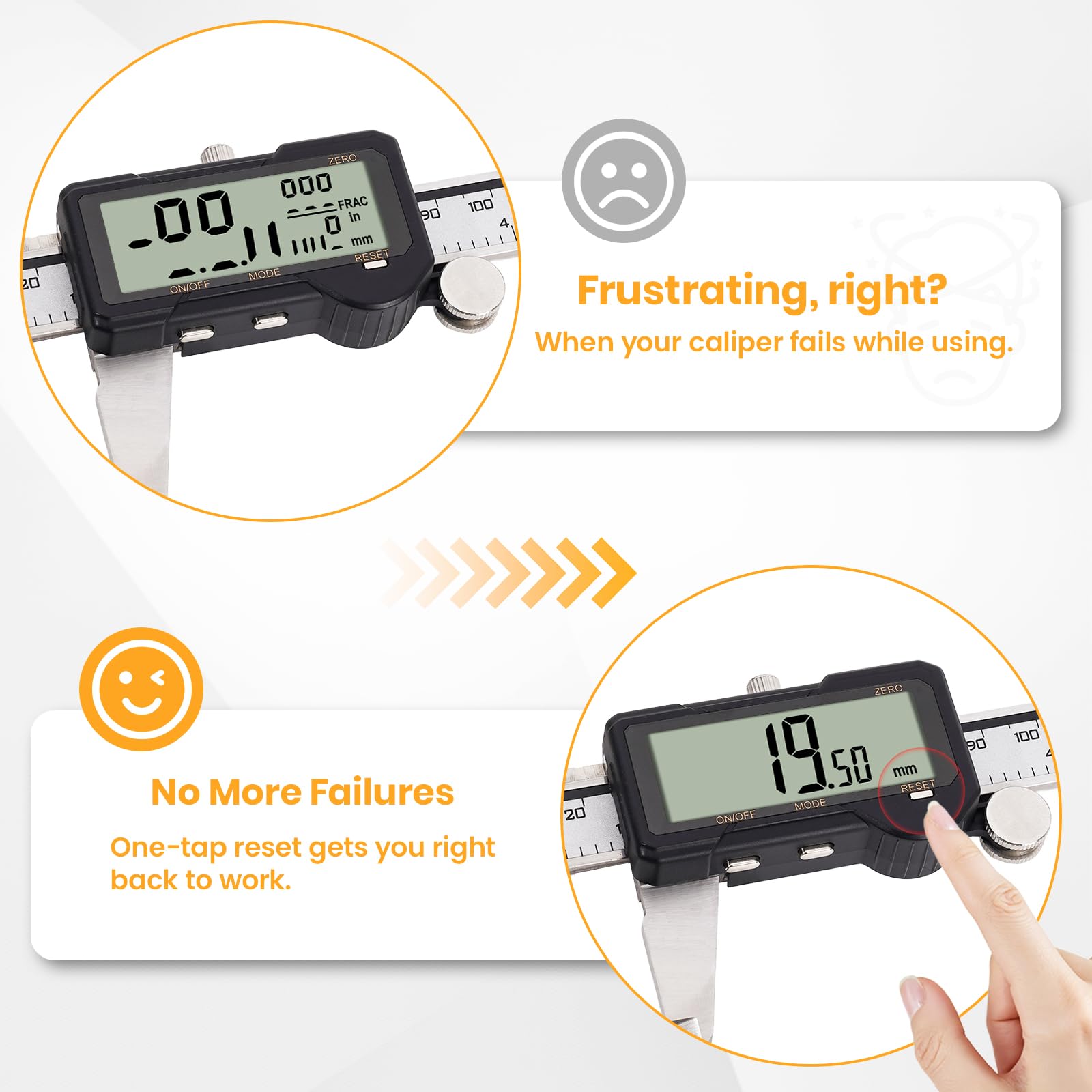 HARDELL Calibrador digital recargable, Pie de Rey Digital de 6 pulgadas con reinicio, herramienta de medición con conversión de mm/pulg/F, apagado automático, micrómetro con pantalla grande