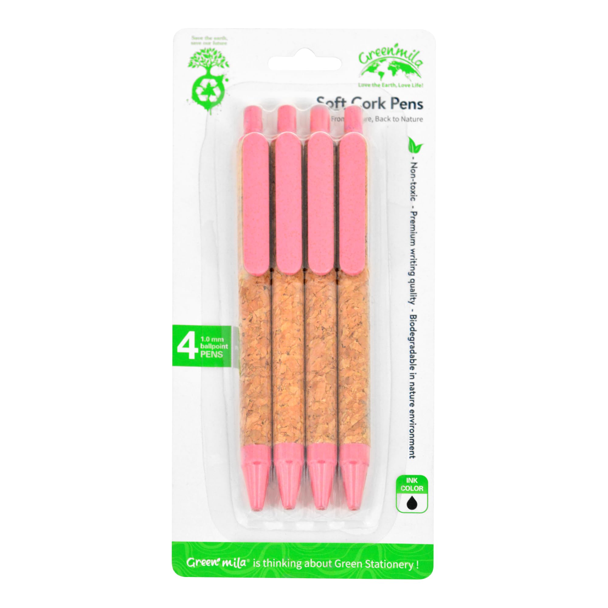 Durable Pens, 1.0mm Ballpoint Pens Premium Writing Quality for School, Home & Daily Use - Pack of 4