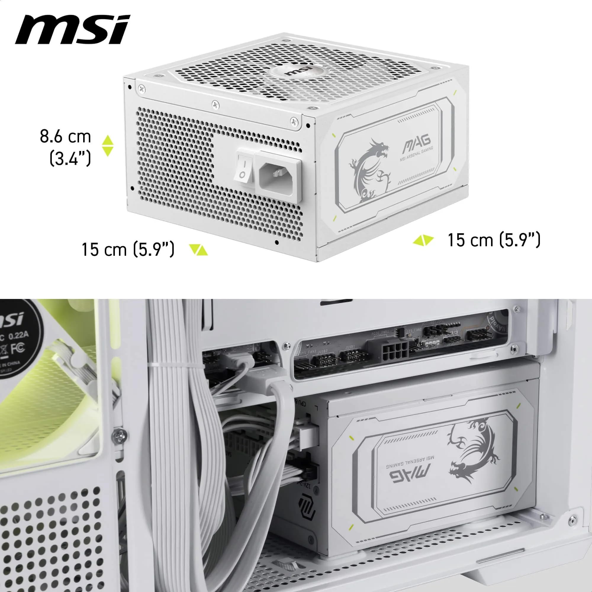 Amazon | MSI MAG A1000GL PCIE5 WHITE PC電源ユニット 1000W ATX3.1