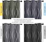 NICETOWN Grey Blackout Curtains 2 Panels - Microfiber Noise Reducing Thermal Insulated Wave Line Foil Print Design Bedroom Curtains for Sliding Glass Door (2 Panels,52W x 84L Inch)