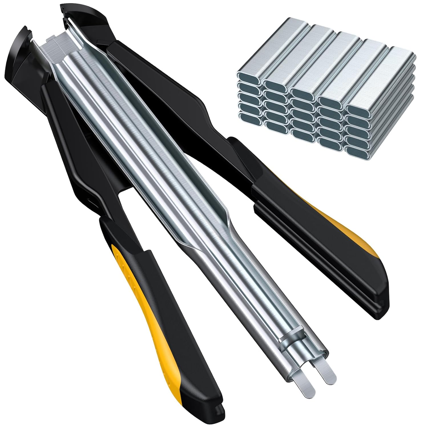 Kamtop Hog Ring Pliers Kit with 2500 Pcs Galvanised Fence Hog Rings, Professional Hog Ring Piler Tool Automatic Fencing Nailer Plier for Pet Cages, Bagging, DIY Project, Car