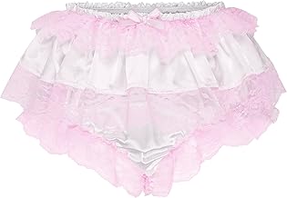 Satini Frilly Lace Sissy Ruffles Shorty Briefs Lingerie Silky Satin Underwear Panties