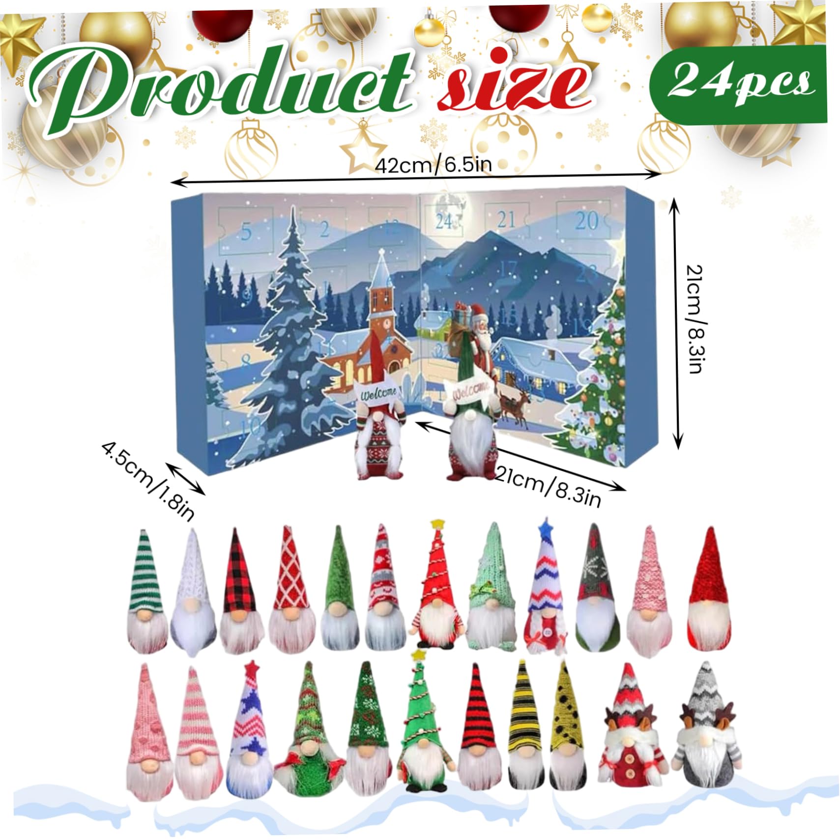 Gnome Adventskalender 2025 24-daagse aftelkalender met verzamelbare kerstfiguren voor vakantie, jongen, meisjes, volwassenen