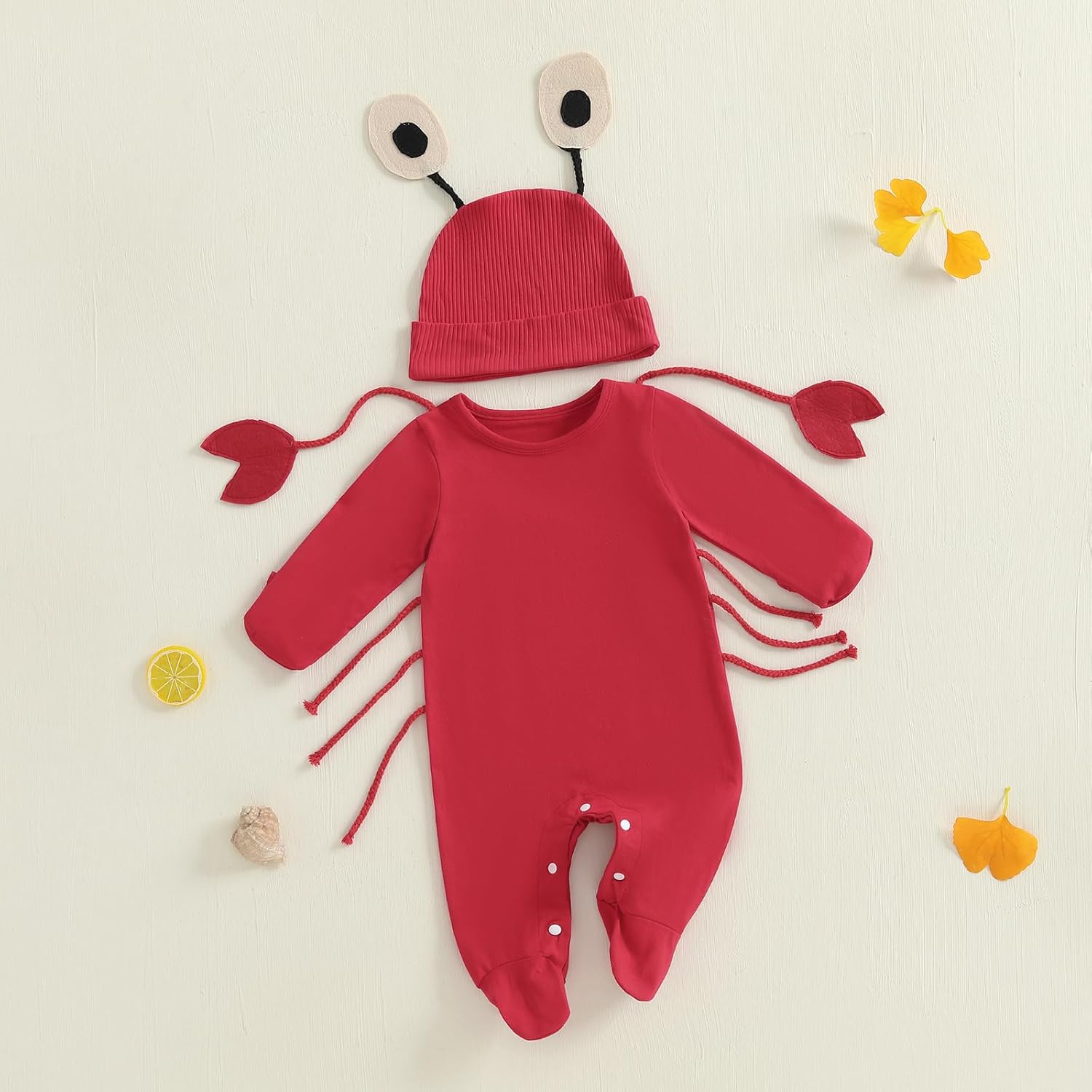Twopumpkin Newborn Toddler Baby Boy Girl Halloween Lobster Costume Infant Crab Fish Amimal Costumes Romper Onesie Outift (Lobster Red, Newborn) - Image 6