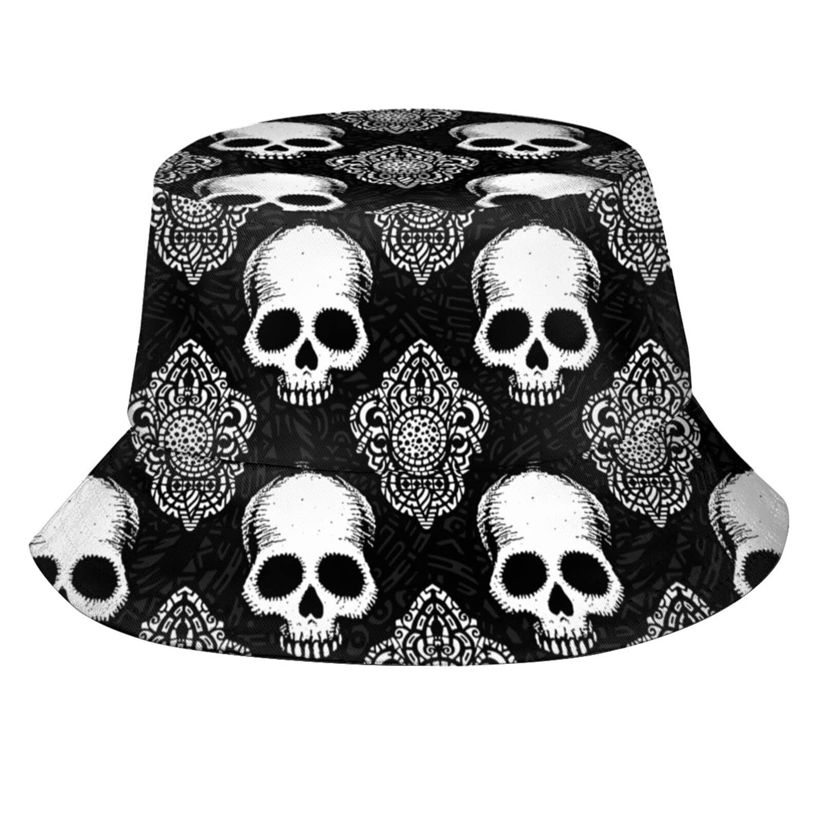 Halloween Skull Bucket Hats Sun Cap Summer Packable Travel Fisherman Hat for Men and Women