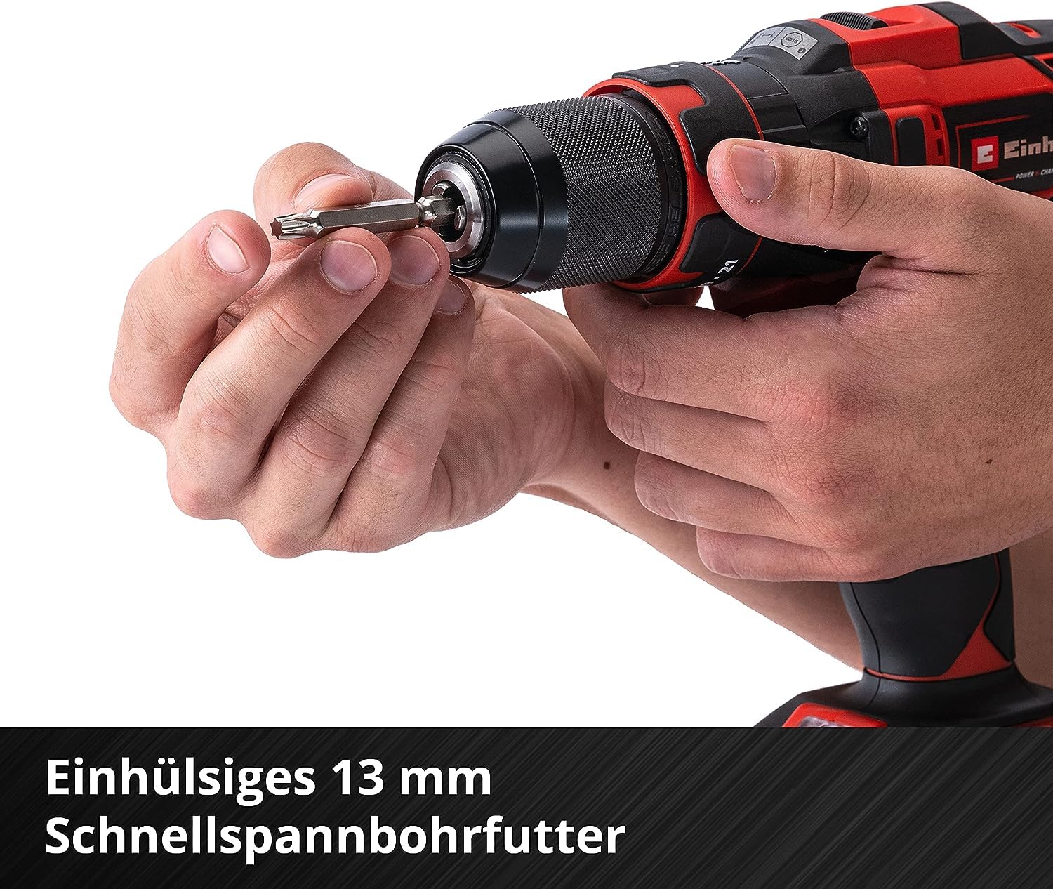 Einhell Akku-Schlagbohrschrauber-Set TE-CD 18/40 Li-i +64 (2x2,0 Ah) Power X-Change (Li-Ion, 18 V, 40 Nm, Drehzahl-Elektronik, 2-Gang-Getriebe, max. 24.000 min-1, inkl. Akkus, Ladegerät & Zubehör)