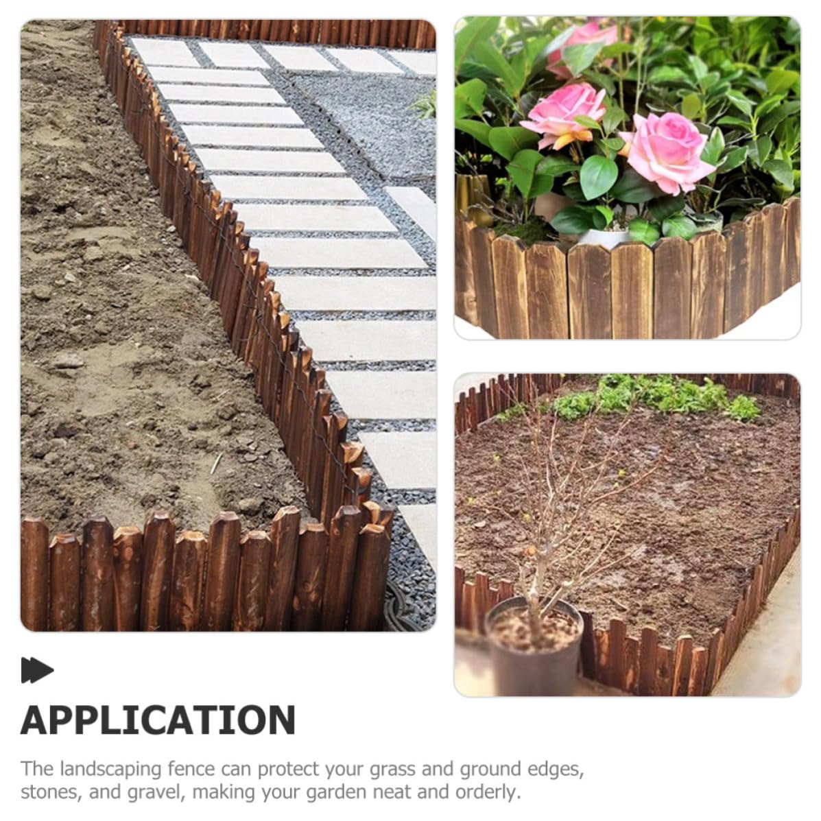 USHOBE Recinzione da Giardino in Legno Resistente Agli Agenti Atmosferici, Bordura Decorativa Naturale per Aiuole e Siepi, Riutilizzabile e Sicura per Uccelli e Piccoli Animali,