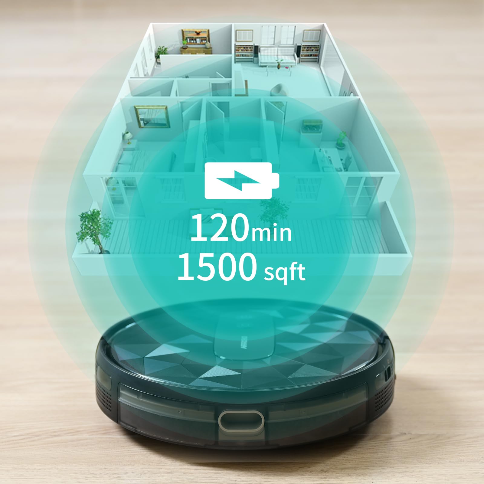 AIRROBO Robot Vacuum, 2800Pa Powerful Suction, Smart Navigation, App & Remote Control, 120 Mins Runtime, Anti-Collision & Anti-Drop, for Hard Floor/Carpet/Pet Hair