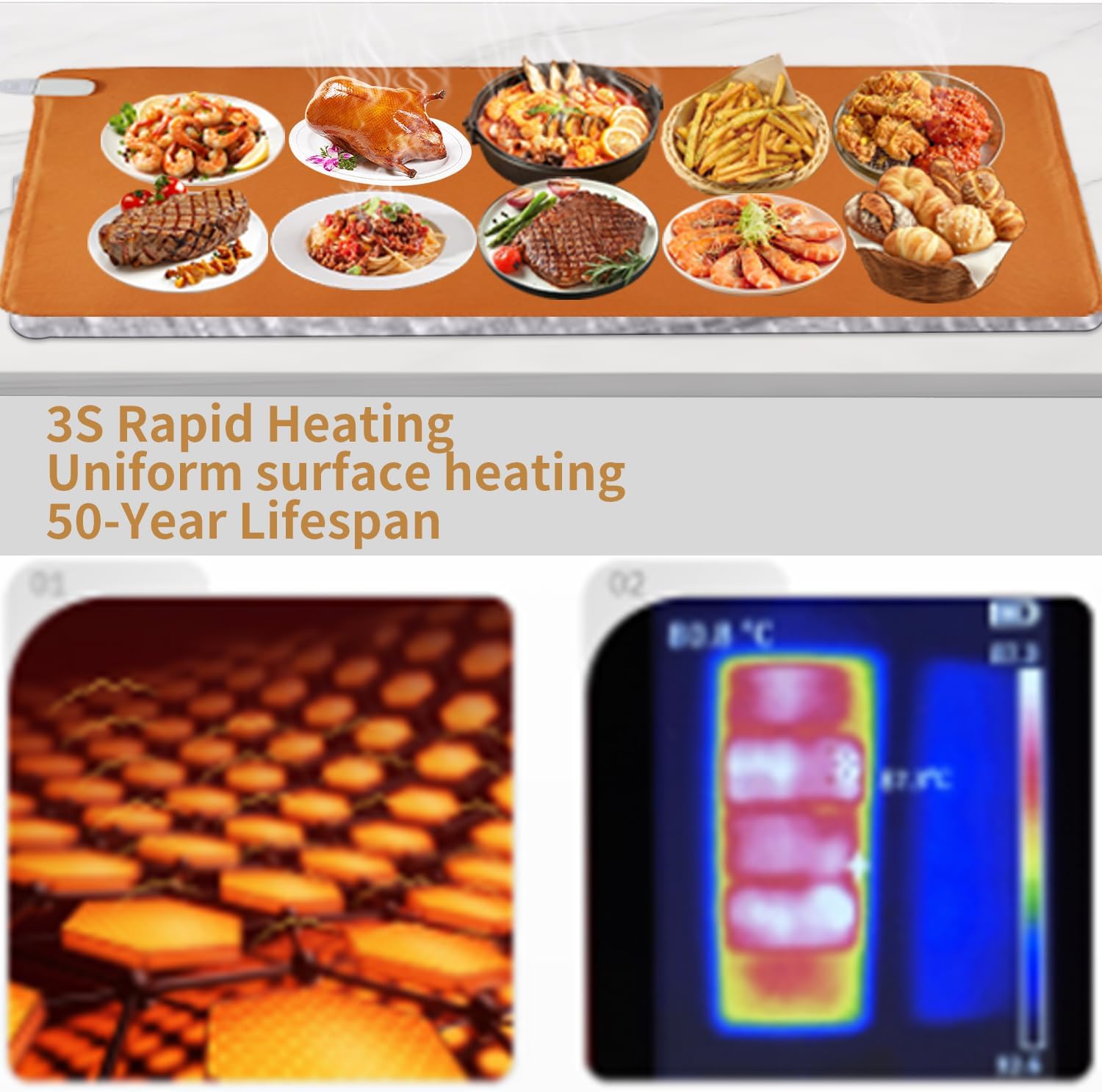 Food Warming Mat 22x30 - Extra Large Electric Heating Pad for Office Desk, Buffets & Parties | Adjustable Temperature Control | Waterproof PU Leather - Easy Clean | Perfect for Gatherings & Gifts