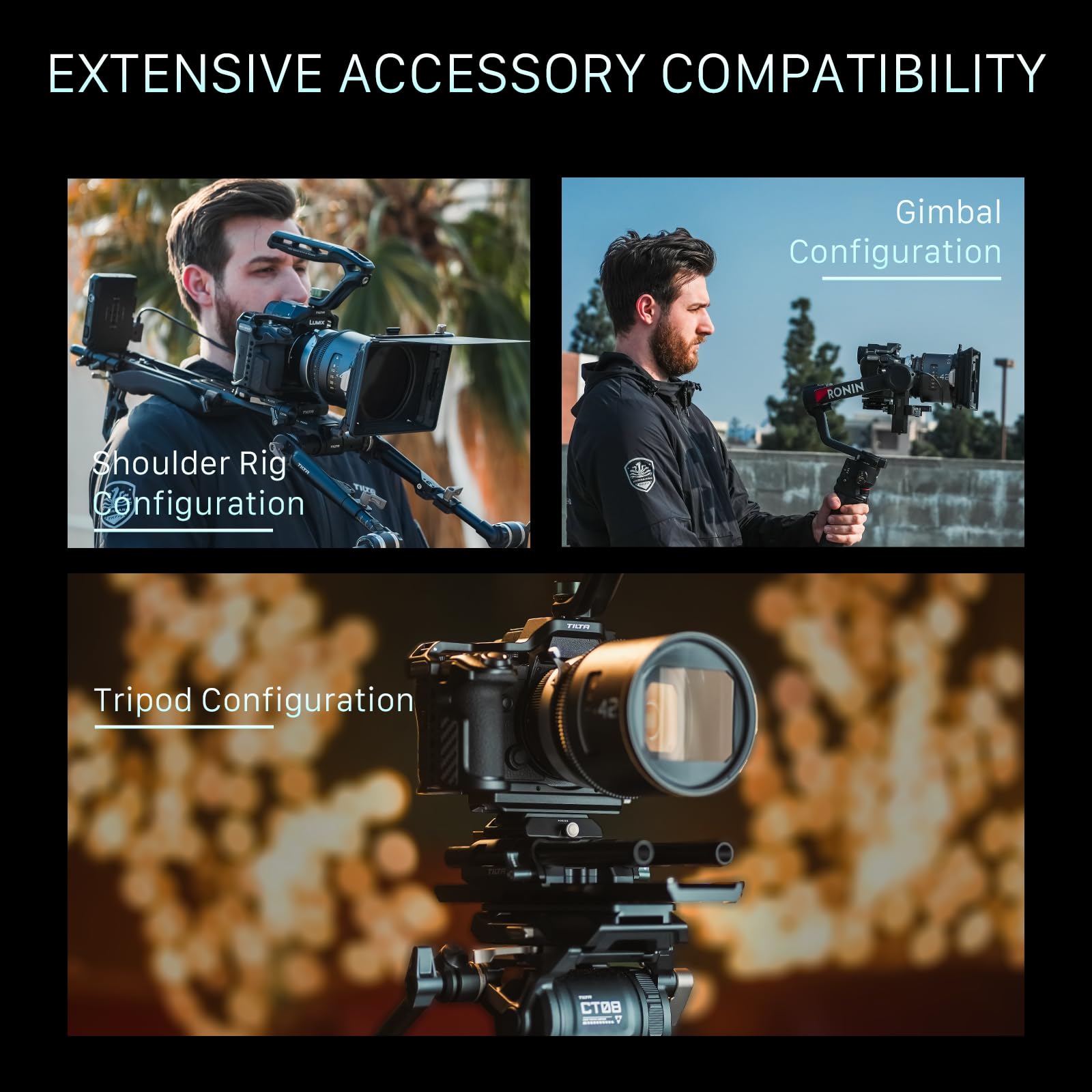 Tilta Gabbia S1R ii, gabbia per fotocamera completa compatibile con S1R/S5 IIX/G9 II, filettatura 1/4″-20 - Nero TA-T80-FCC-B