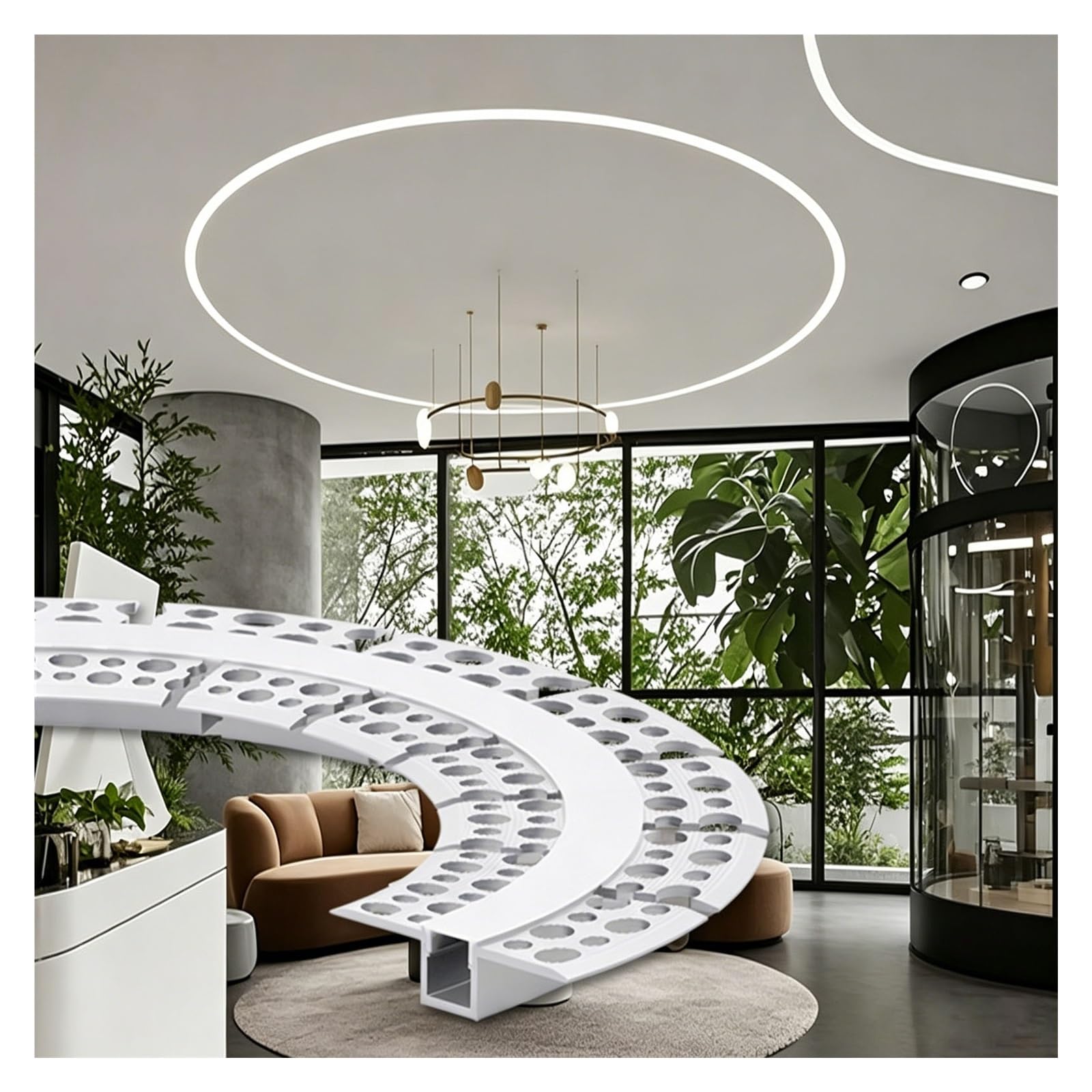 WWZHYX Trimless Recessed Drywall Aluminum Led Profile, Led Track Channel Bendable with Milky Diffuser, Cove Lighting Molding Versatile Fixing Strip(53mm(2"),1m/3.3')