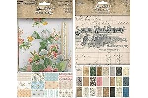 Tim Holtz Idea-Ology 2021 Worn Wallpaper Scraps and Backdrops Cardstock Volume 1-2 Item Bundle