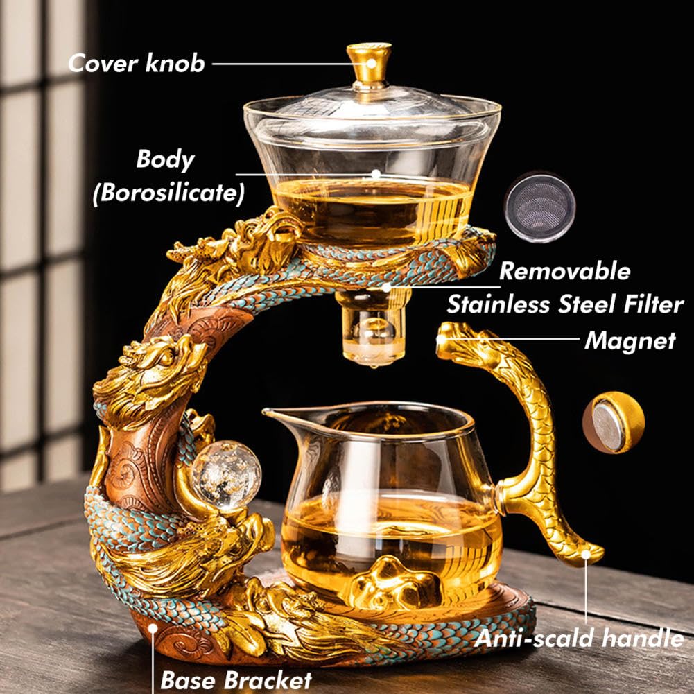 Amazon.com: MYBAQ,Dragon Glass Lazy Tea Set,Magnetic Teapot,Lazy