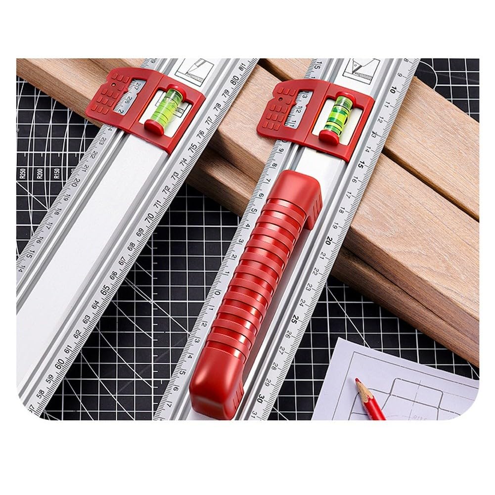 ZYWUOY Règle droite en alliage d'aluminium, double niveau à bulle pour le travail du bois et l'installation de carrelage, métrique précise et pour outil de mesure impériale