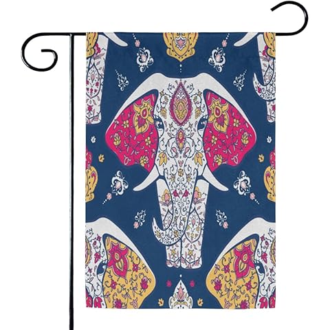 Vintage Elephant Paint Garden Flag Vertical Double Sided Small Yard Flag Seasonal F...