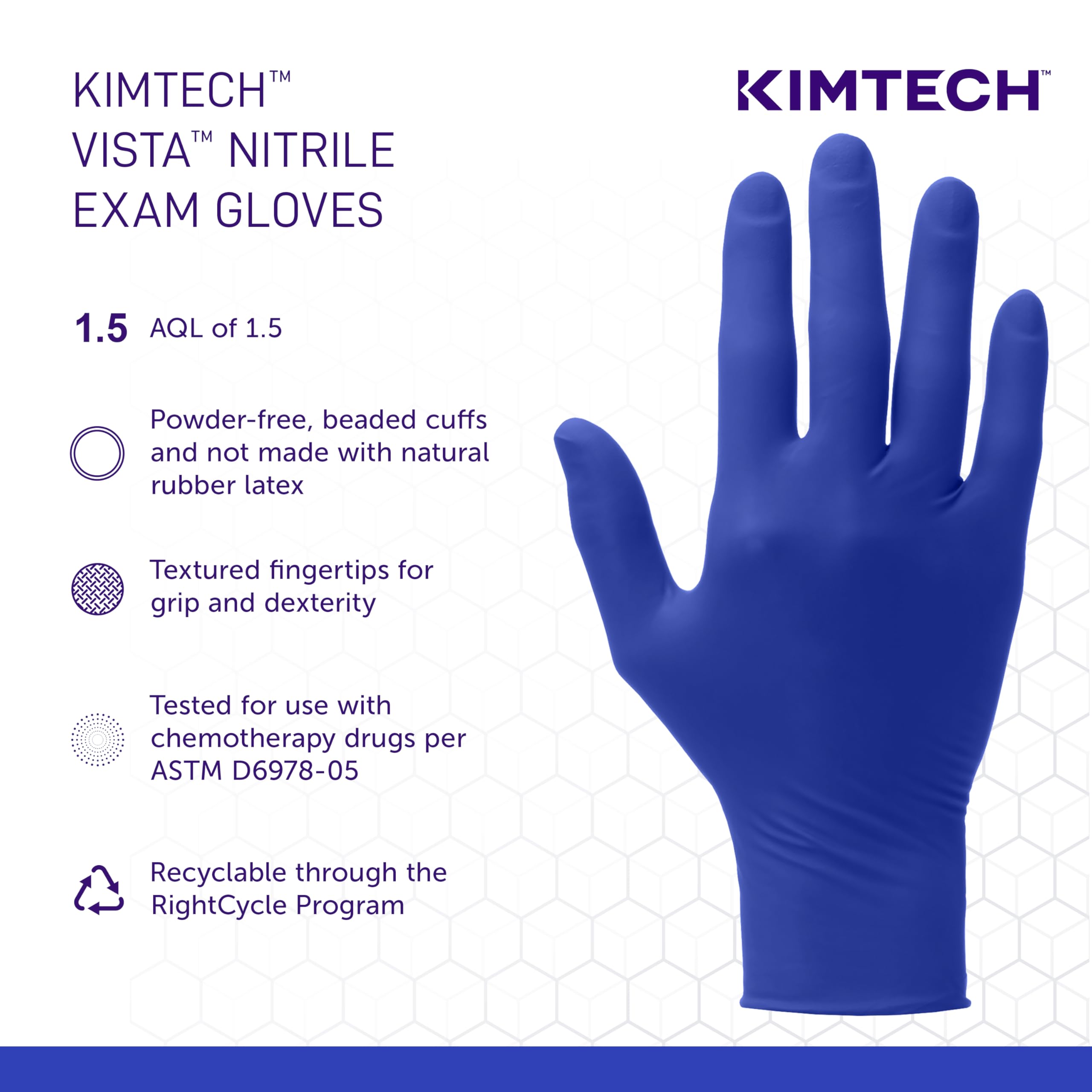 KIMTECH™ Vista™ Nitrile Exam Gloves (62828) 4.3 Mil, Ambidextrous, 9.5”, L, 200 Nitrile Gloves / Box,Blue