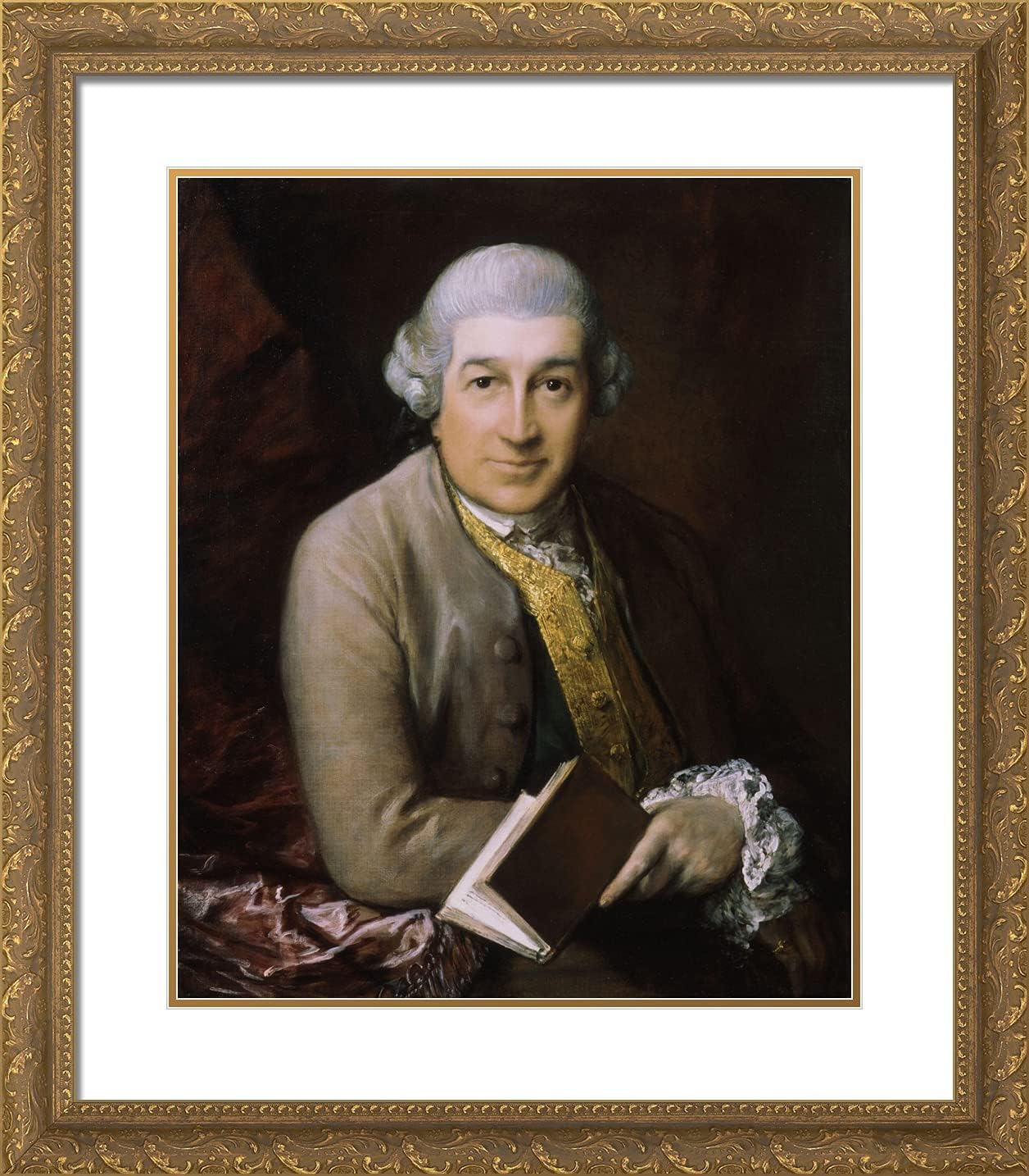 ArtDirect Gainsborough, Thomas 20x23 Gold Ornate Framed Art Print with Double Matting Titled: Portrait of David Garrick