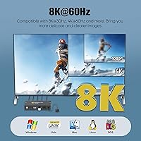 Vista 3 de Conmutadores KVM de 2 puertos 8K a 60Hz, interruptor KVM GREATHTEK HDMI Compartir dispositivos USB con 3 concentradores USB3.0, 2 computadoras, 1