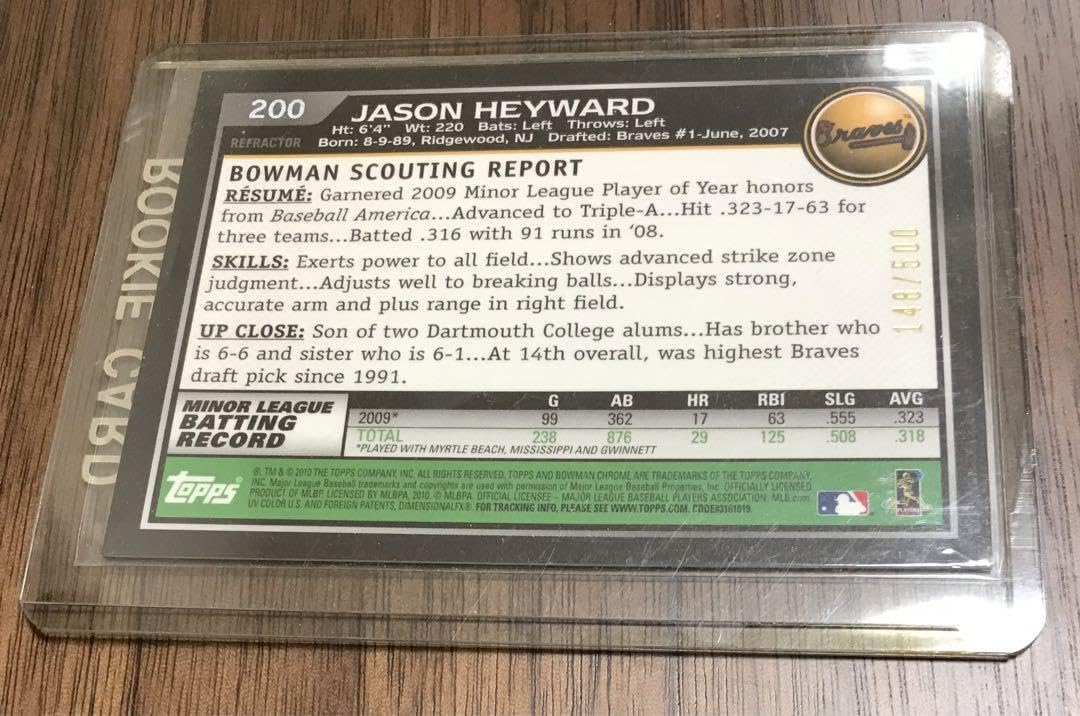 Amazon.co.jp: 2008 Bowman chrome Jason Heyward auto RC : おもちゃ