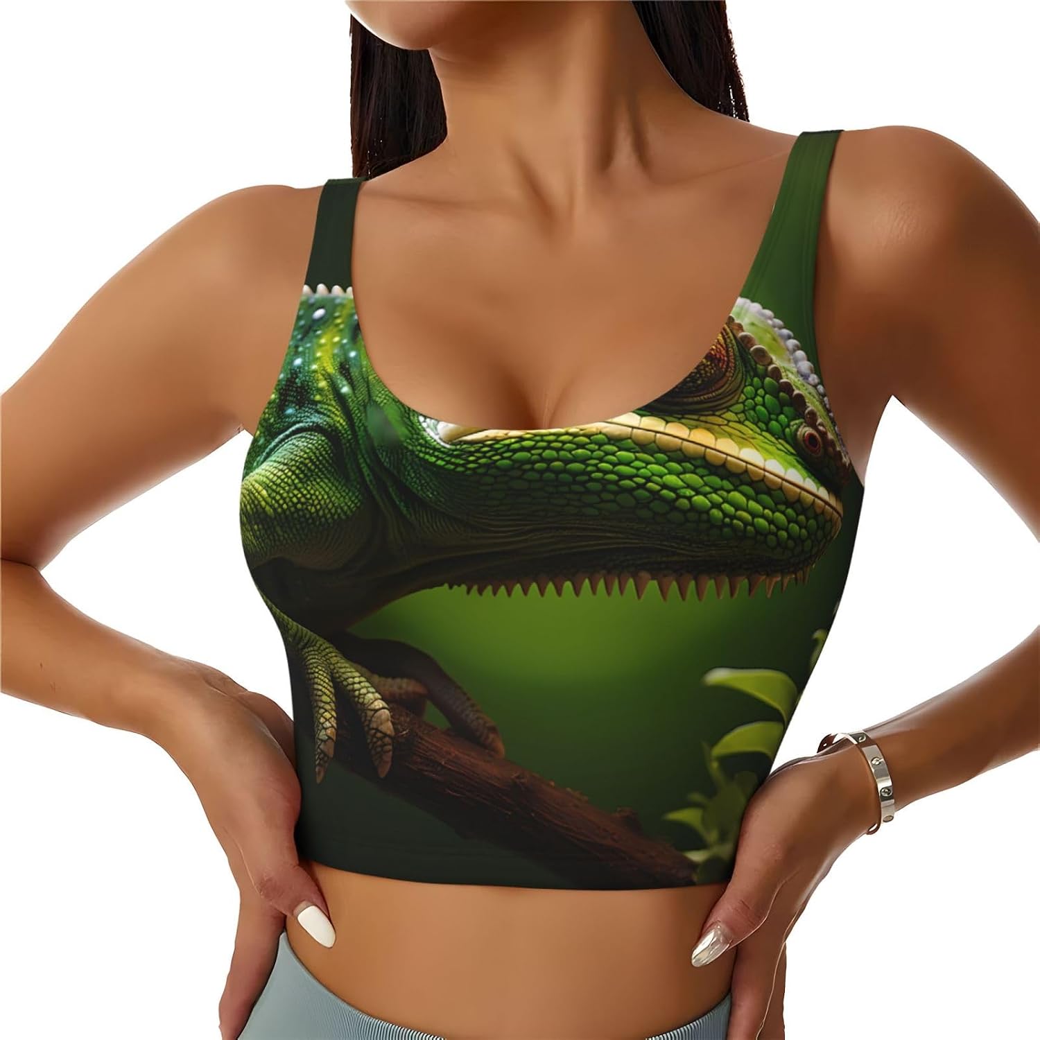 Chameleon Printed Women's Sports Vest, Suitable for Yoga, Pilates and Fitness Training -