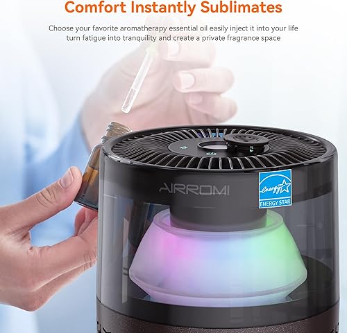 Miniatura 6 de AIRROMI Purificador de aire para mascotas para el hogar y el dormitorio, filtro de carbón activado HEPA, elimina la caspa y el olor de las mascotas,