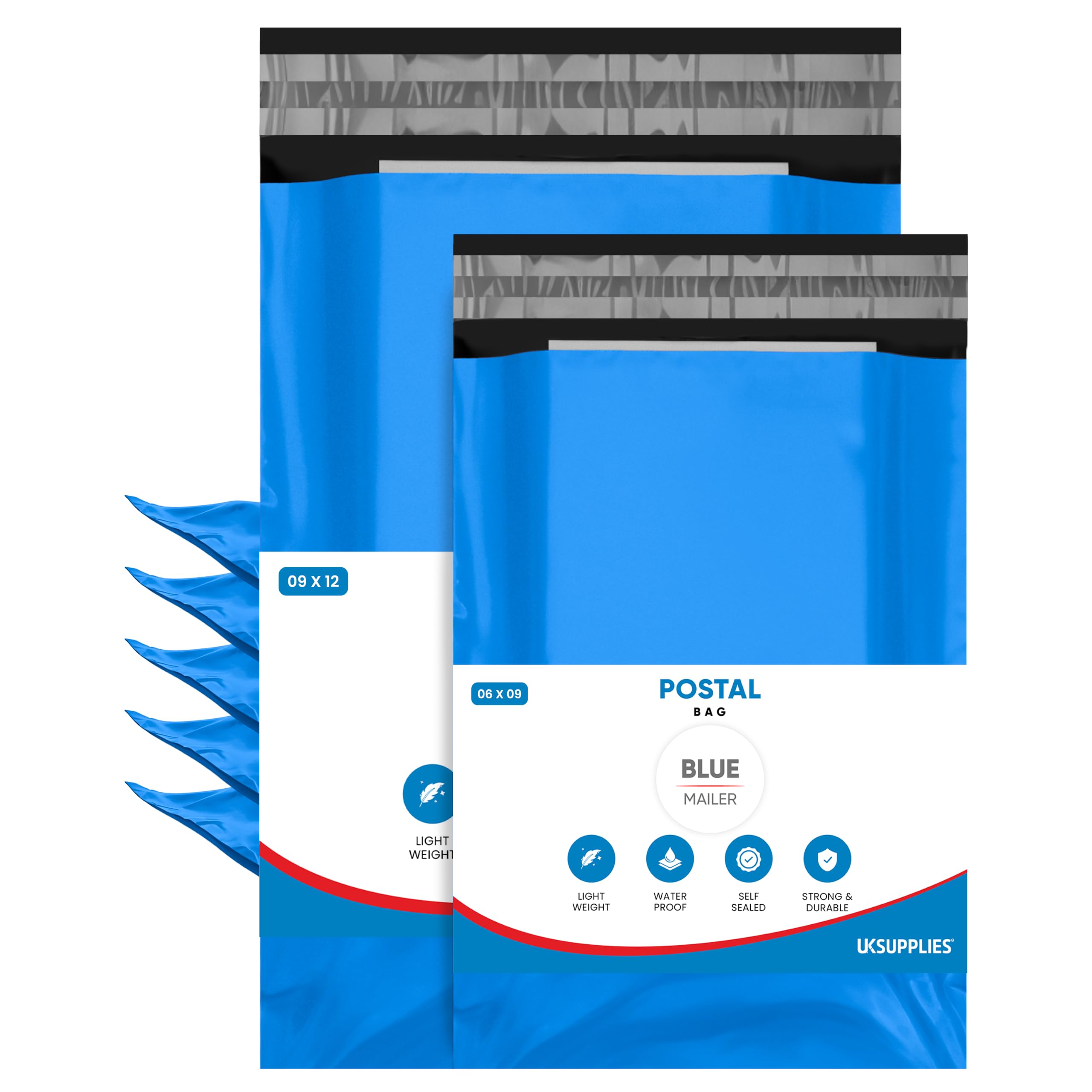 UK SUPPLIES LIMITED 50 Assorted Mix (2 Sizes, 25 Each) Blue Mailing Poly Parcel Postage Delivery Bags Waterproof & Strong Self-Seal Postage Mailers for Shipping Posting & Packaging — image 1