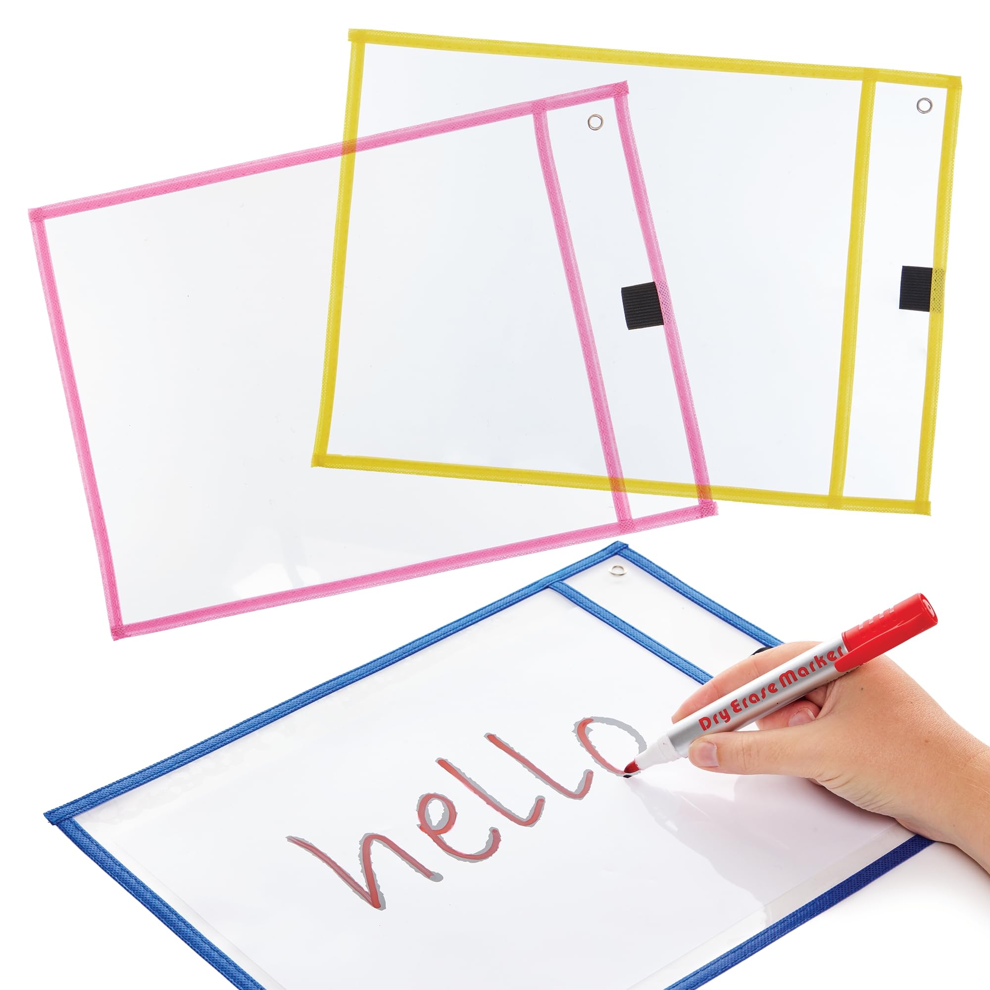 Baker Ross FN485 Reusable Dry Erase A4 Pockets - Pack of 6, School and Educational Supplies for Kids and Teachers